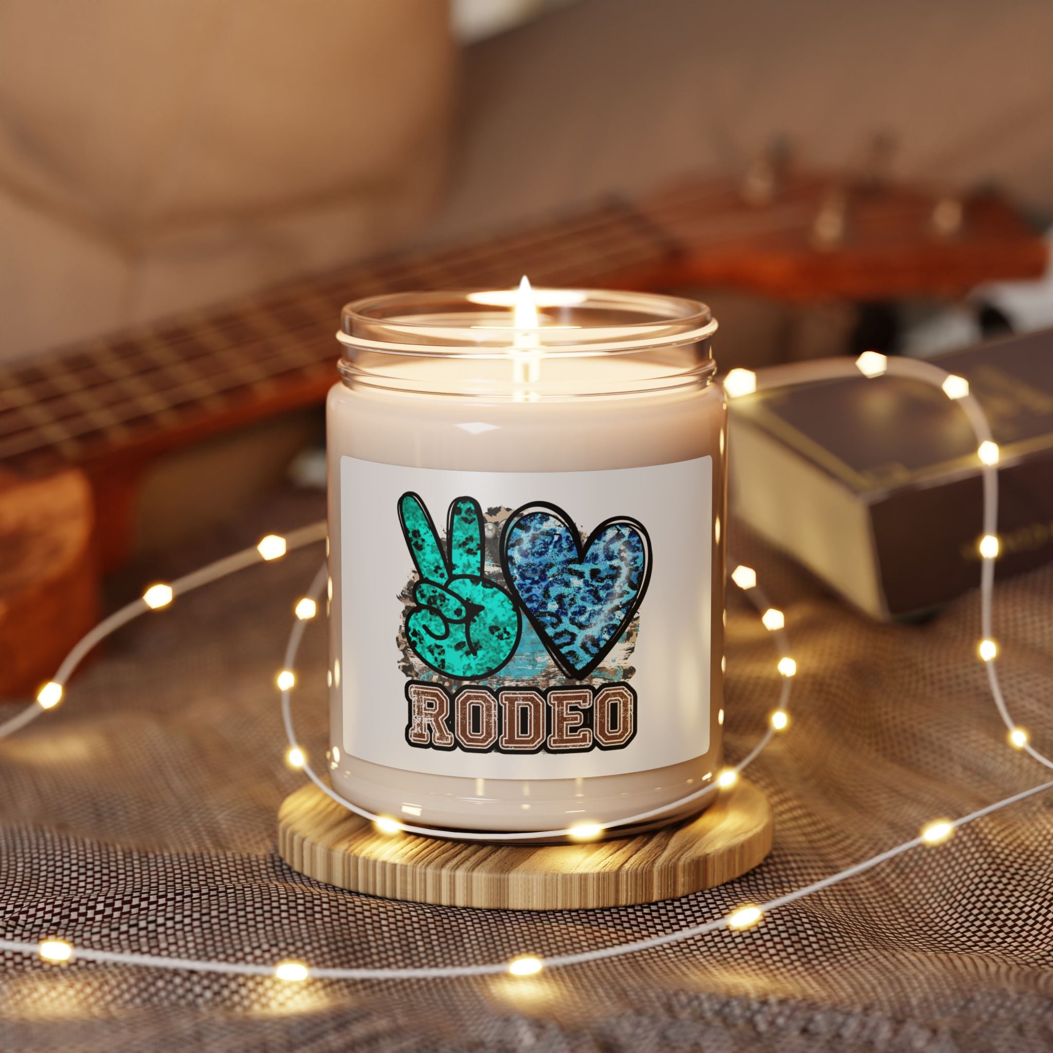 9oz Scented Soy Candle — “Peace  Rodeo” Turquoise Western Jar