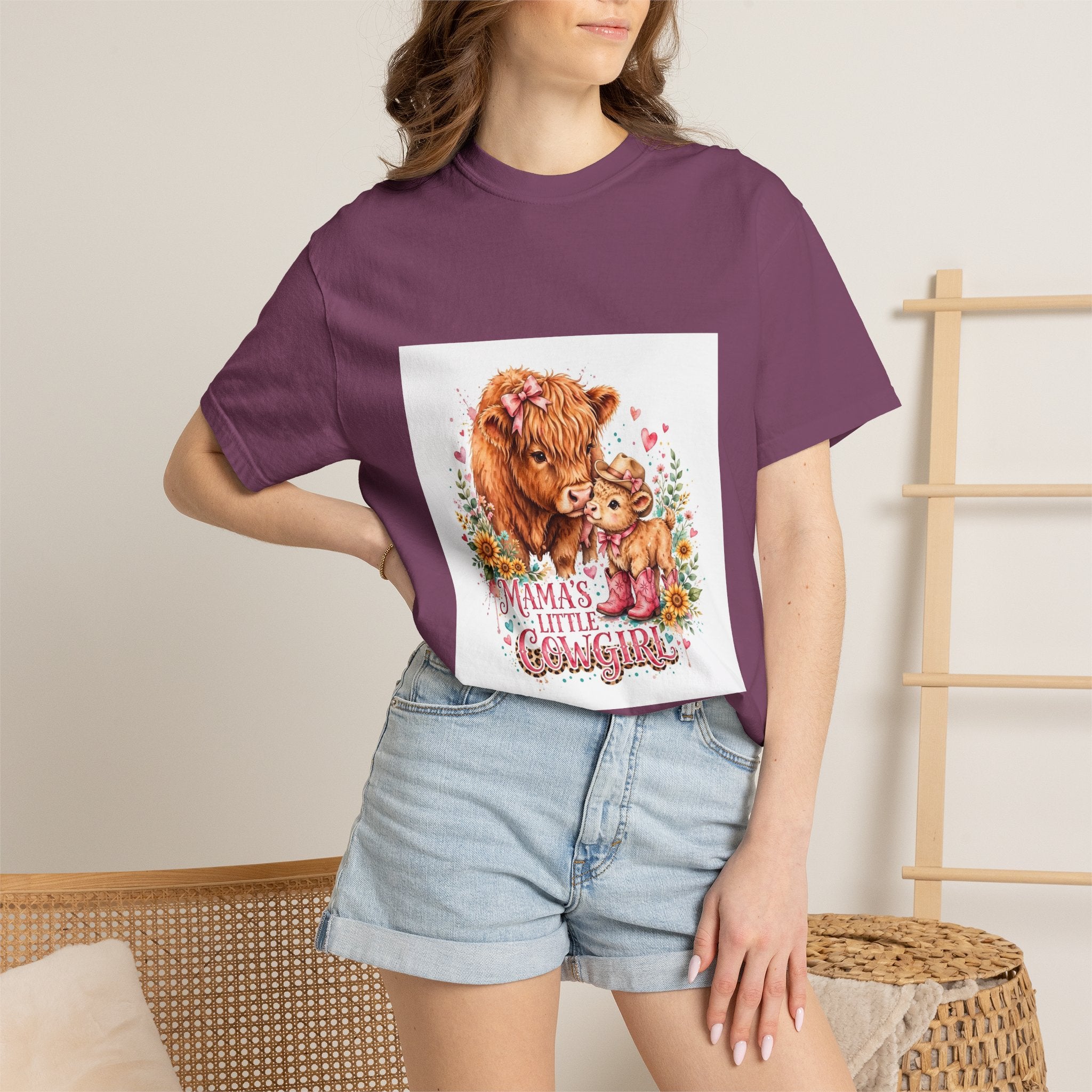 Mama's Little Cowgirl T-Shirt – Cute Highland Cow Mom & Calf Graphic