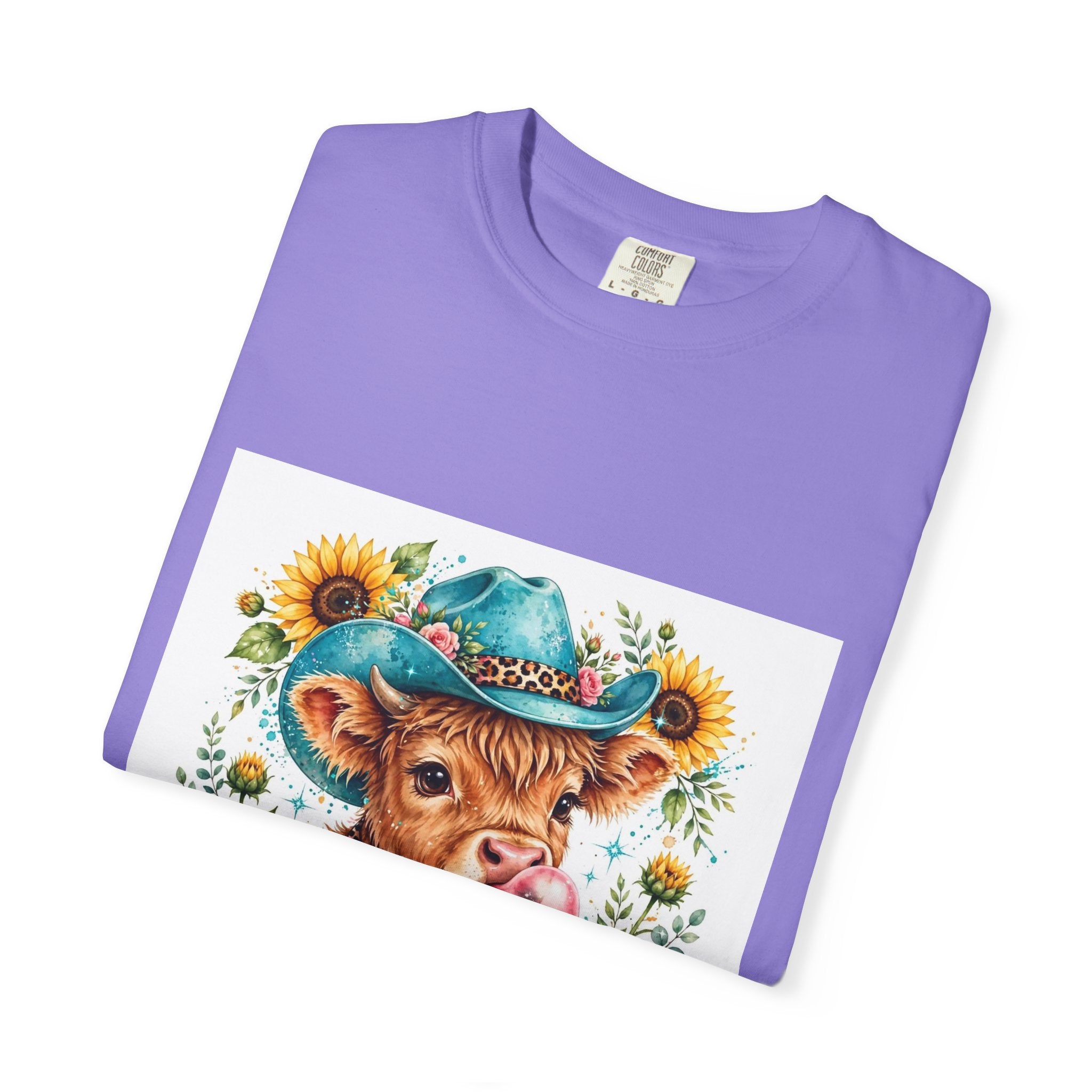 Western Mama Cow Tee — Cute Cow with Cowboy Hat & Sunflowers Graphic T-Shirt