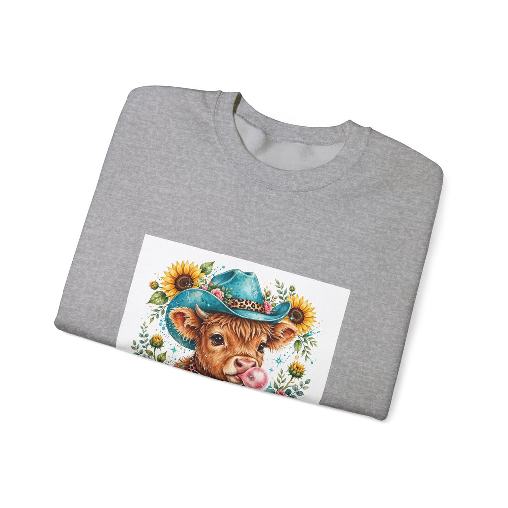 Western Mama Cow Sweatshirt — Sunflower Cowboy Cow Graphic Crewneck