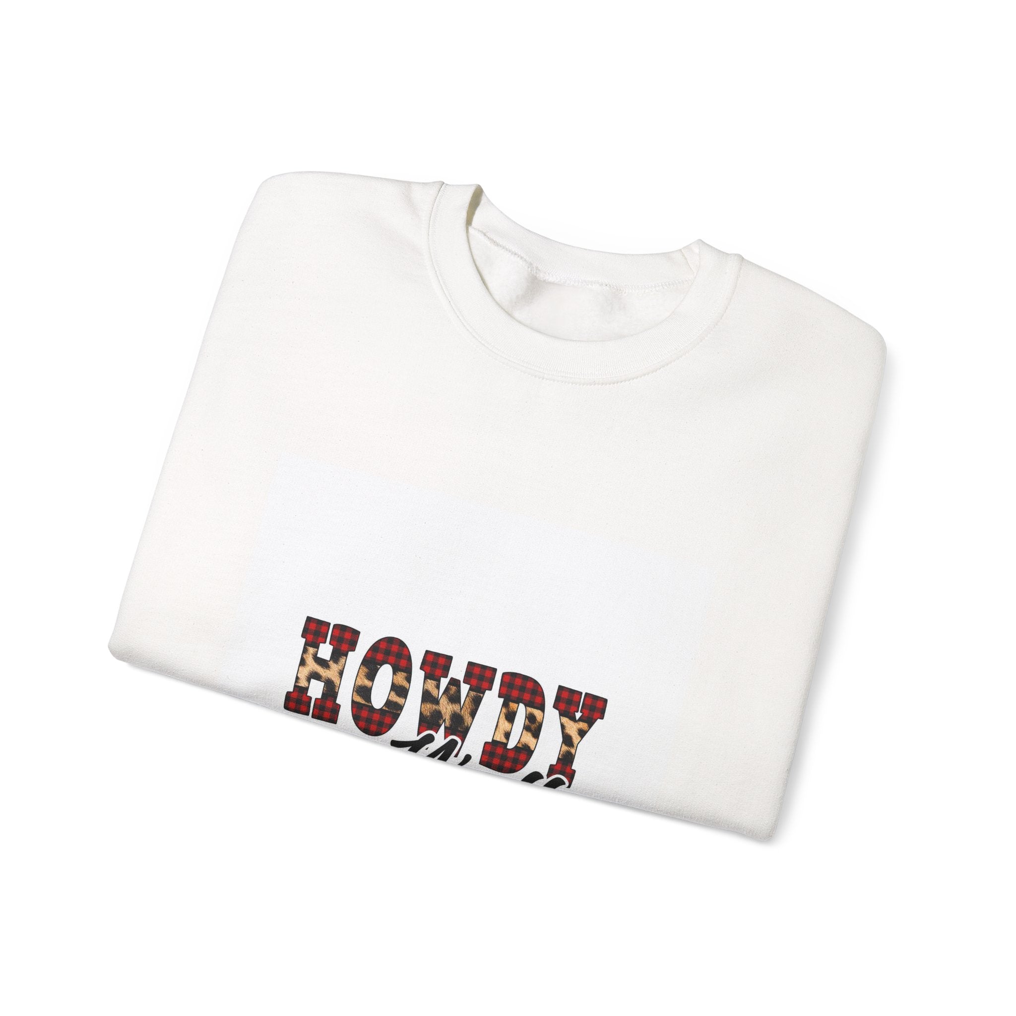 Howdy y'all Crewneck Sweatshirt - Plaid Western Graphic Pullover