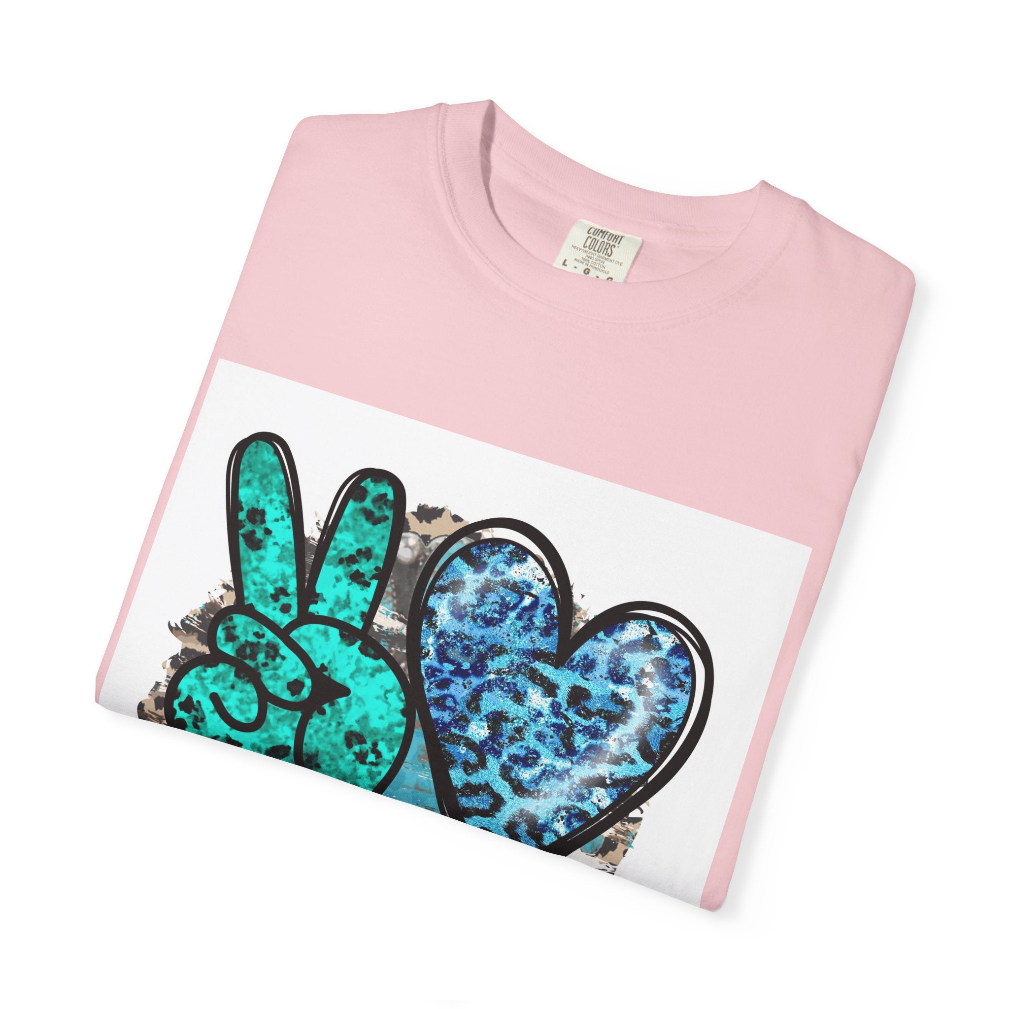 Peace Love Rodeo T‑Shirt — Turquoise Leopard Graphic Rodeo Tee