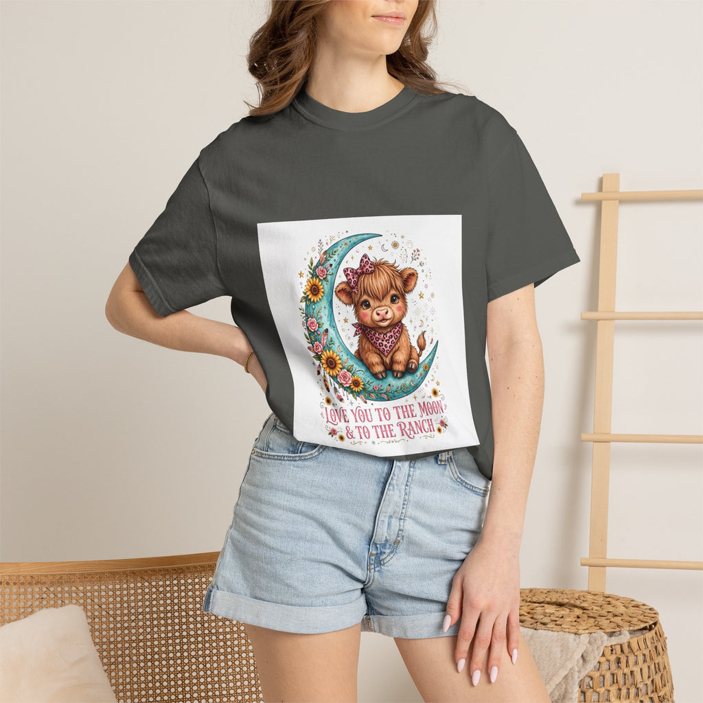 Cow Cute T-Shirt – "Love You to the Moon & to the Ranch" Graphic Tee