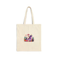 Tote Bag — Cute Purple Dinosaur Garden Illustration Cotton Canvas Tote
