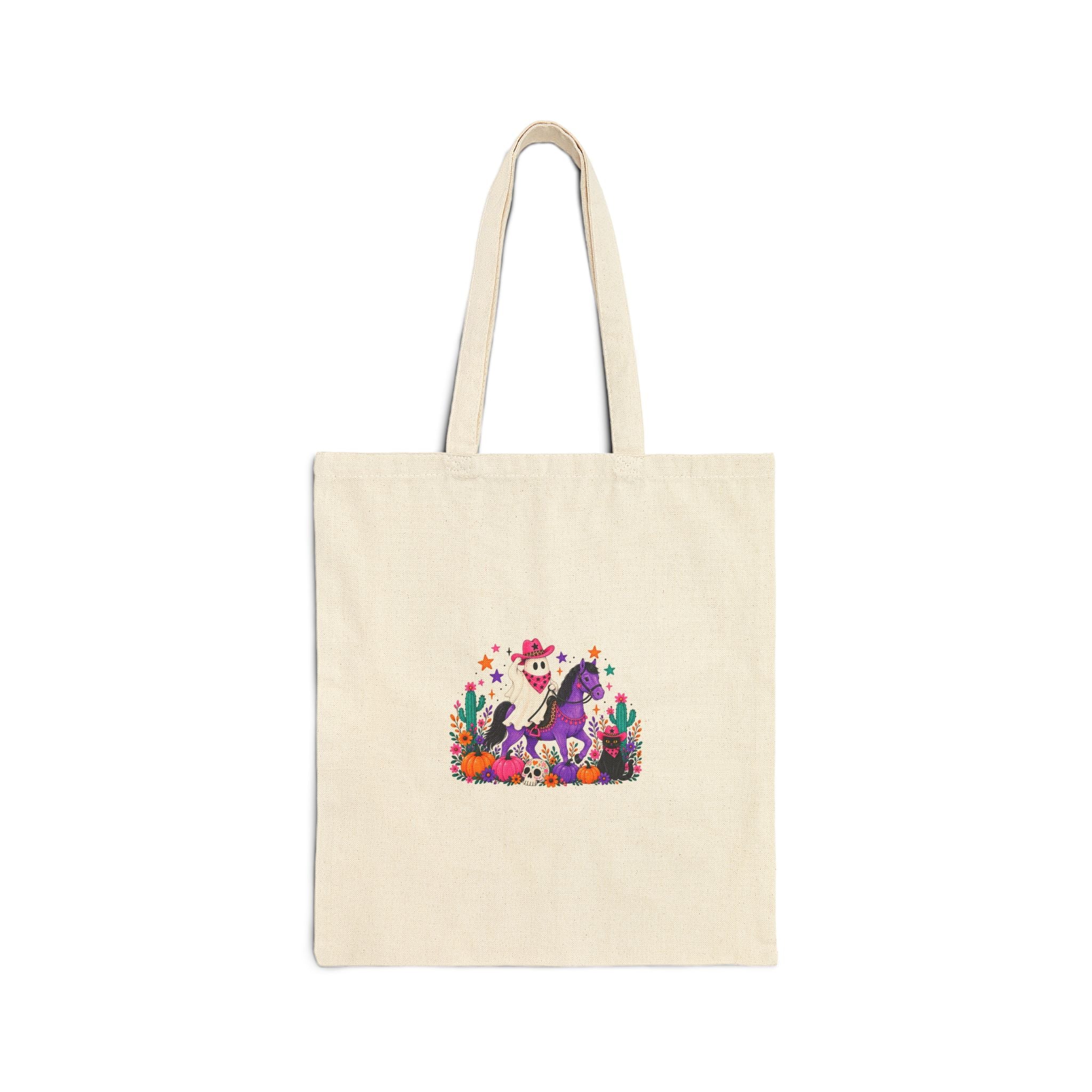 Tote Bag — Cute Purple Dinosaur Garden Illustration Cotton Canvas Tote