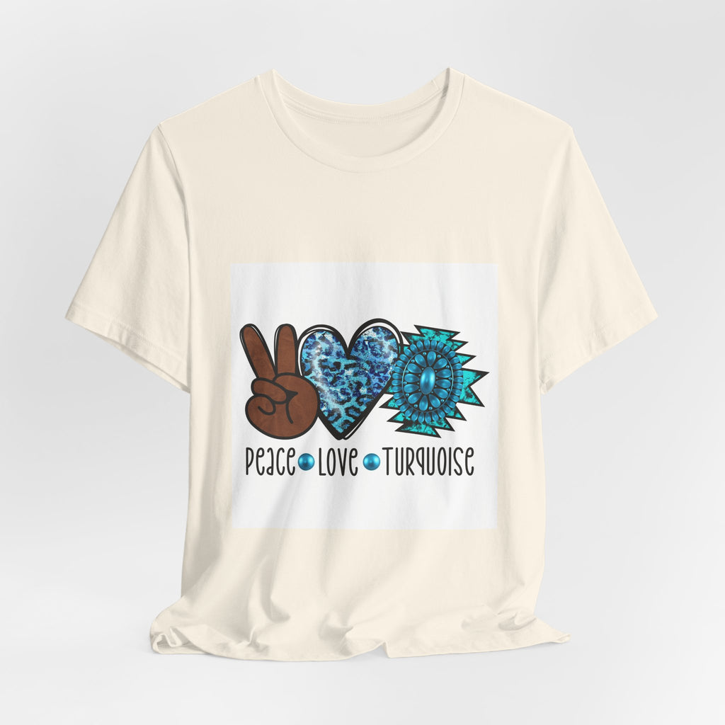 Peace • Love • Turquoise T-Shirt — Boho Peace Sign & Mandala Tee