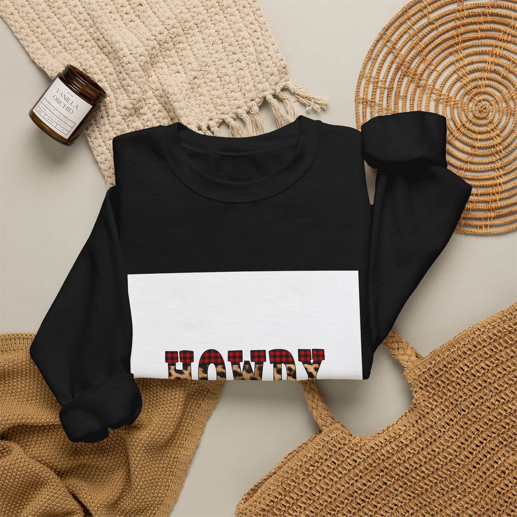 Howdy y'all Crewneck Sweatshirt - Plaid Western Graphic Pullover