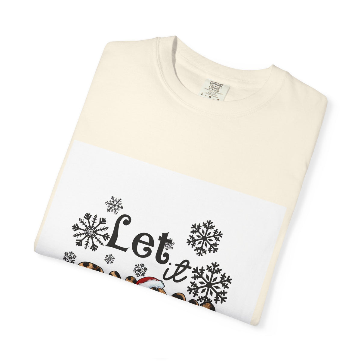 Let It Snow Leopard Print T-Shirt — Winter Snowflake Holiday Tee