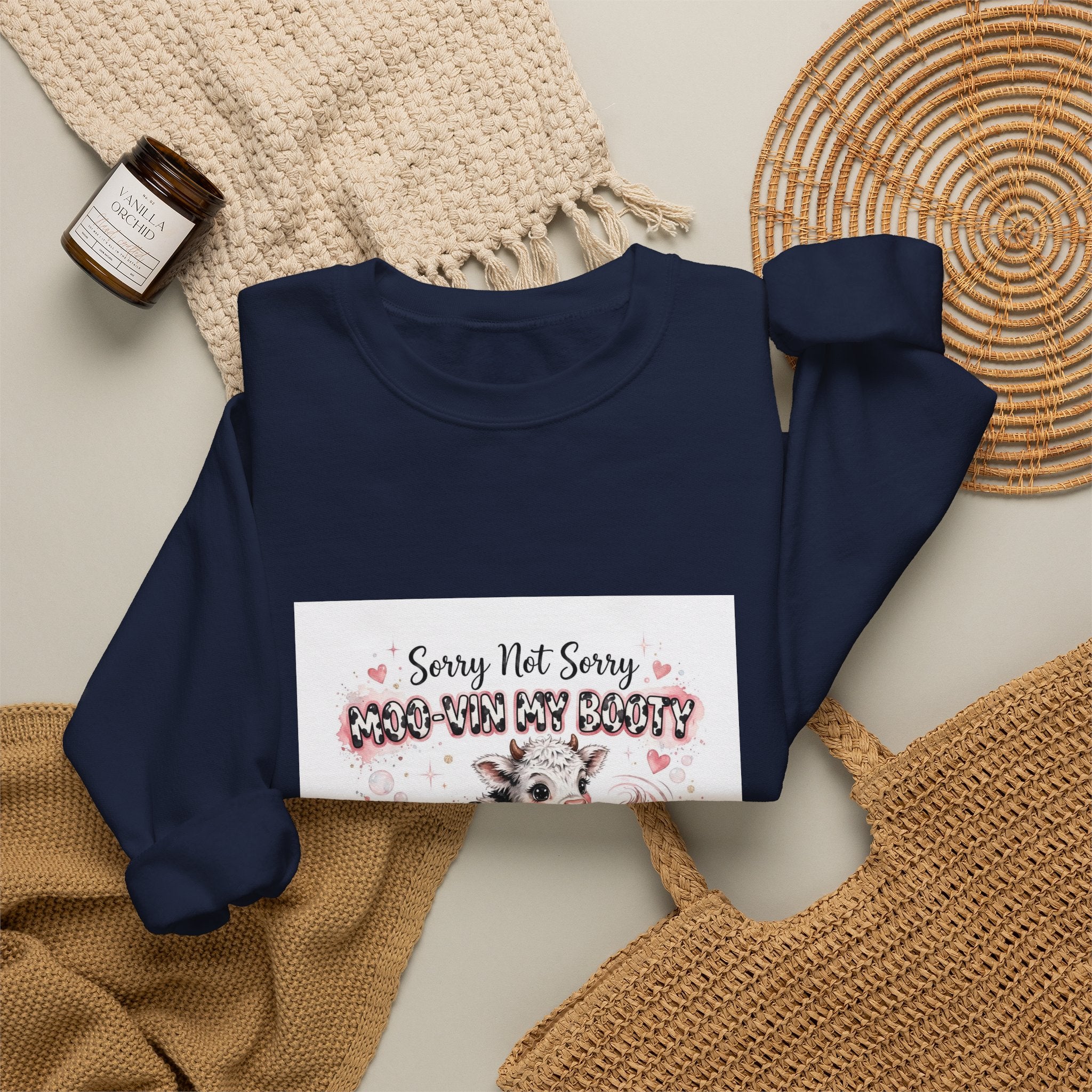 Cow Lover Crewneck Sweatshirt – "Sorry Not Sorry Moo-You-Butt" Cute Cow Graphic