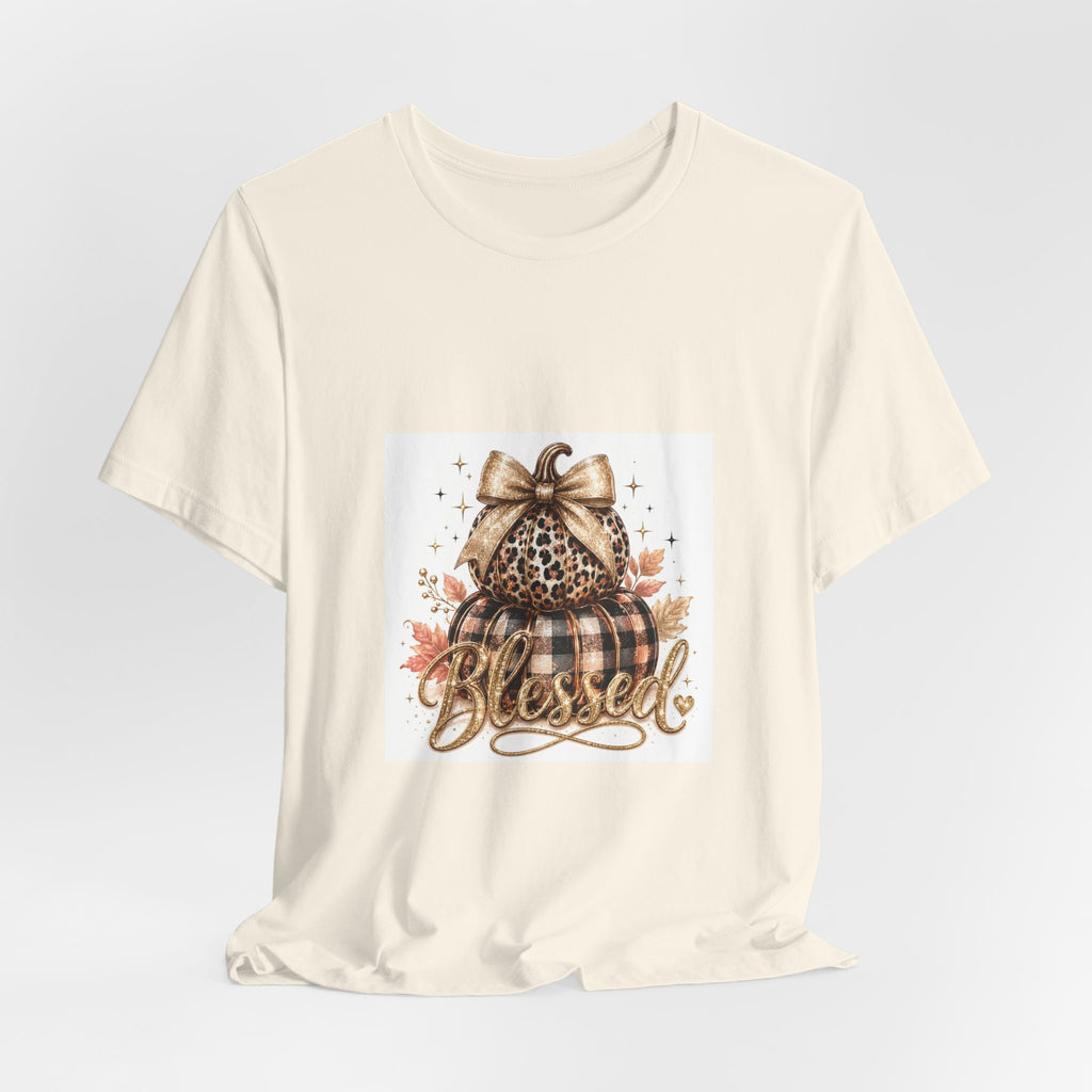 Blessed Pumpkin T-Shirt — Leopard Plaid Fall Graphic Tee