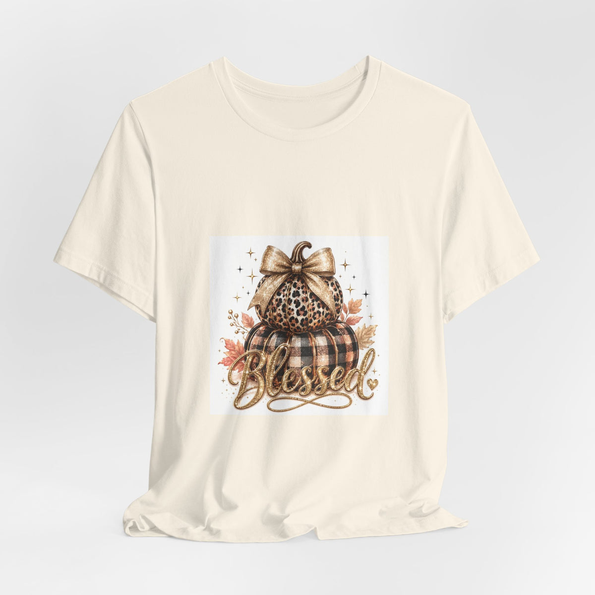 Blessed Pumpkin T-Shirt — Leopard Plaid Fall Graphic Tee