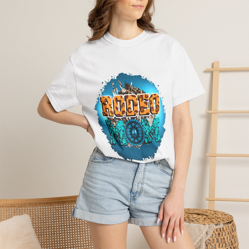 Rodeo Mom Graphic T-Shirt — Western Cowgirl Bronc & Turquoise Design