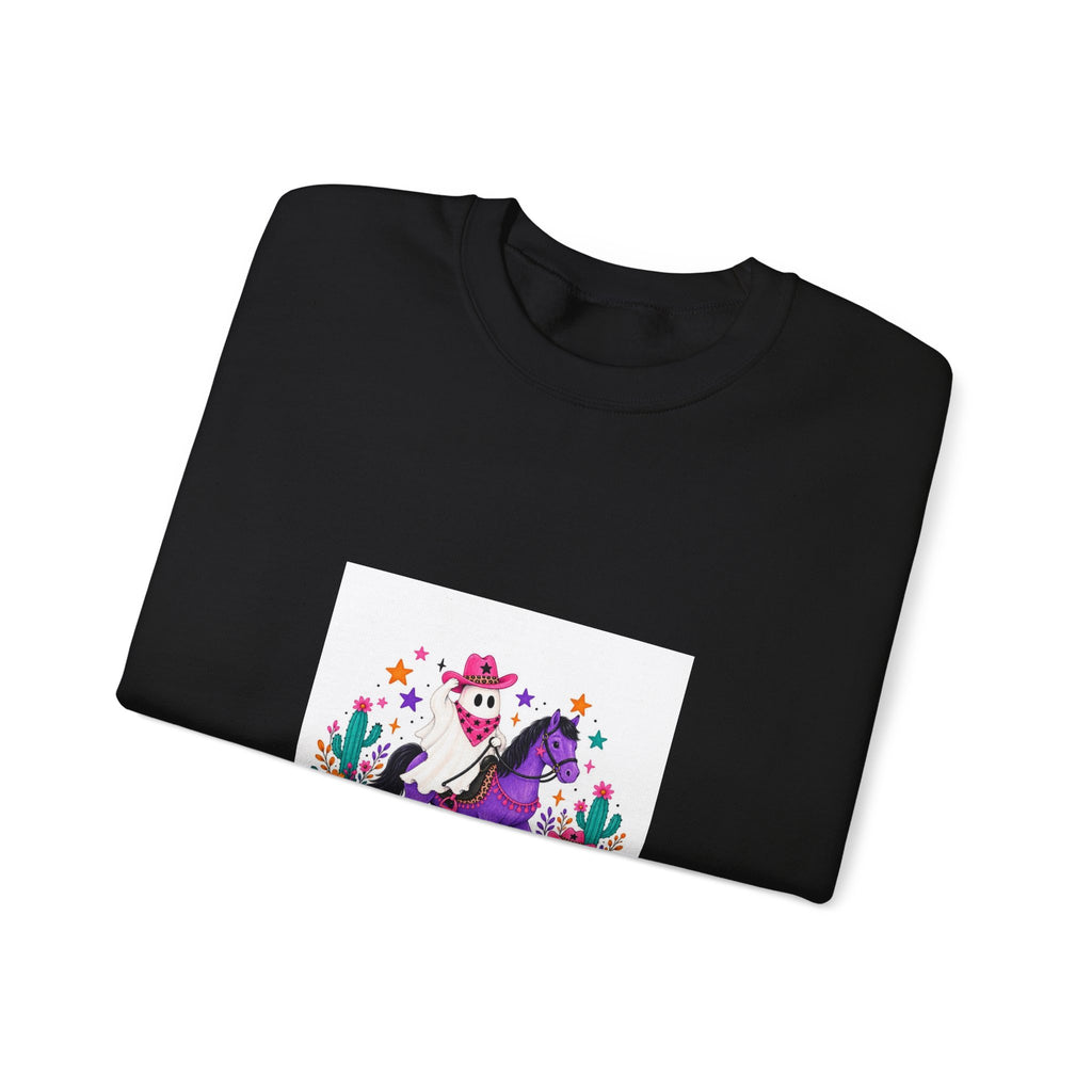 Halloween Unicorn Crewneck Sweatshirt — Cute Spooky Pony with Ghosts & Pumpkins