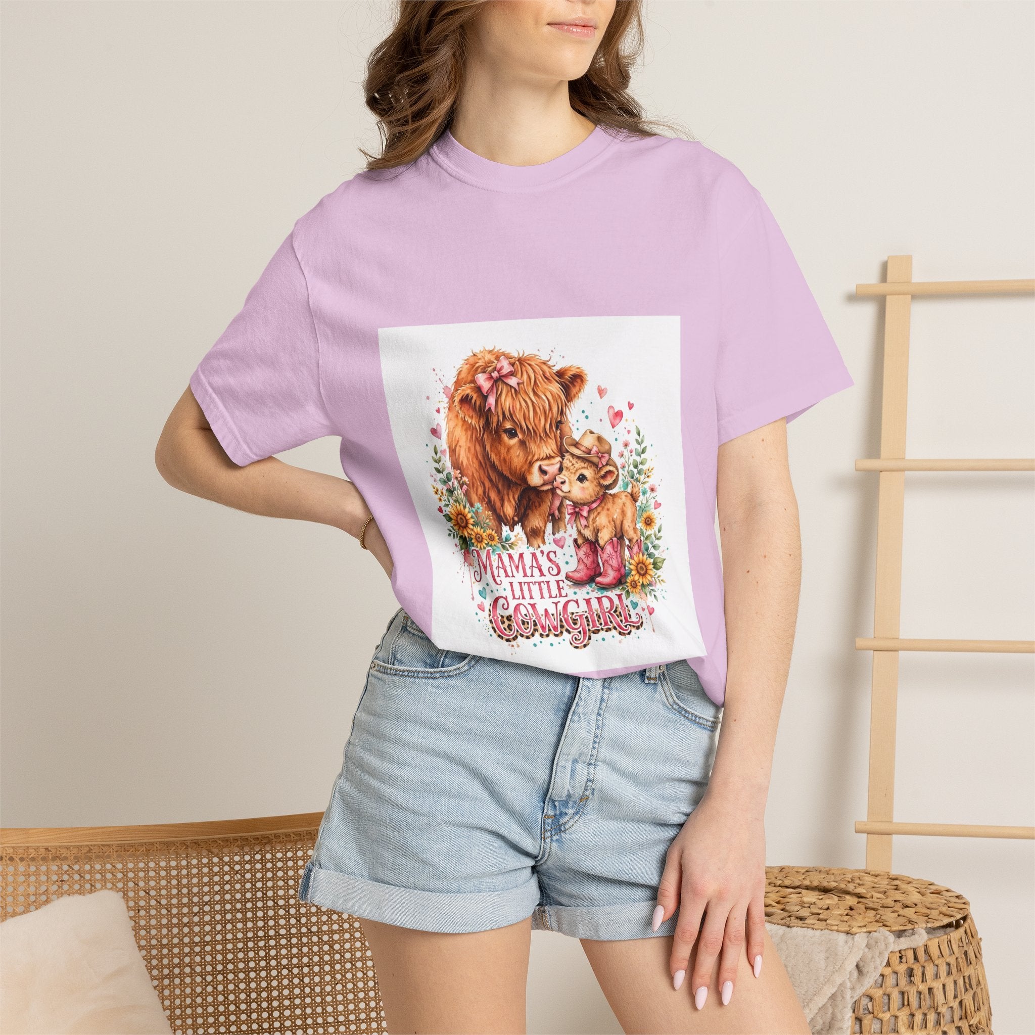 Mama's Little Cowgirl T-Shirt – Cute Highland Cow Mom & Calf Graphic