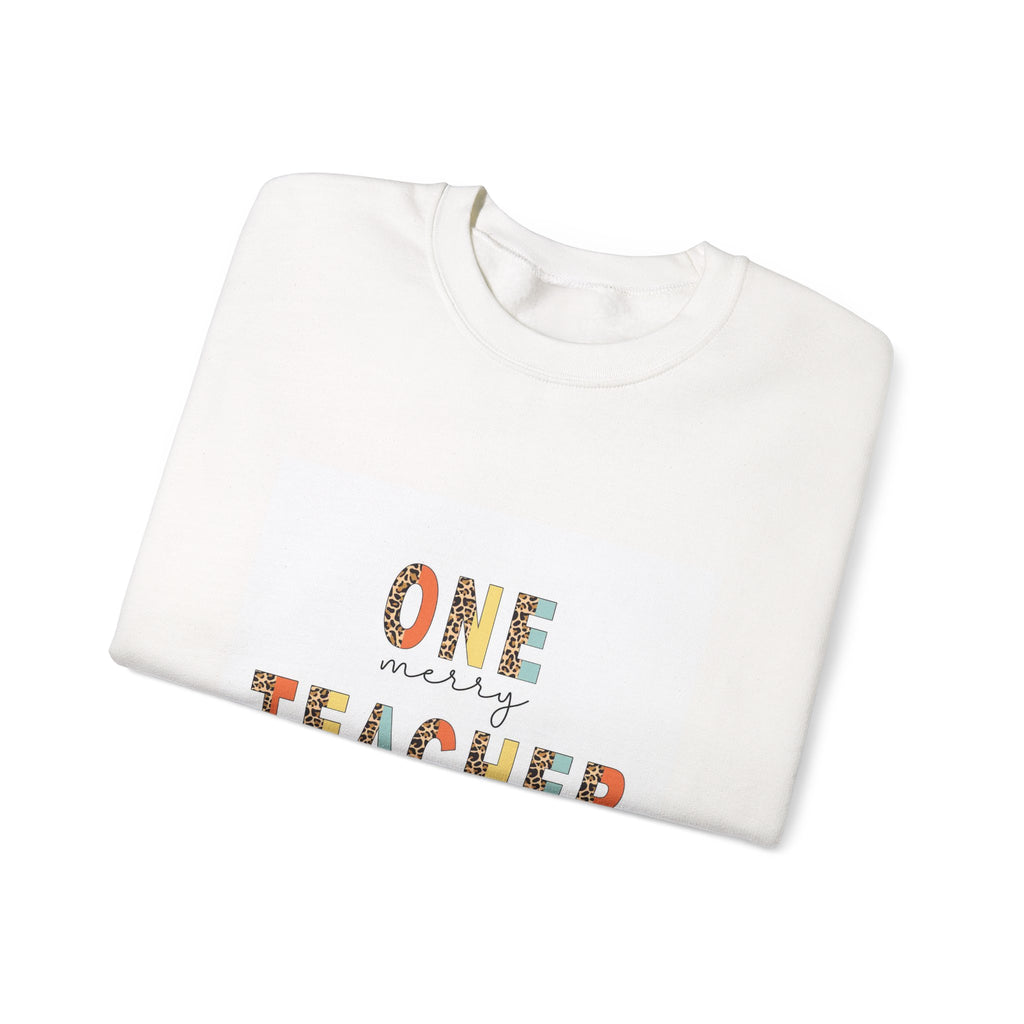 Teacher Sweatshirt – "One Merry Teacher" Festive Apple Crewneck
