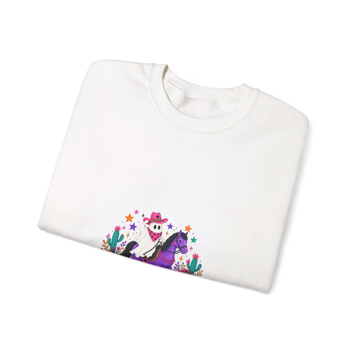 Halloween Unicorn Crewneck Sweatshirt — Cute Spooky Pony with Ghosts & Pumpkins