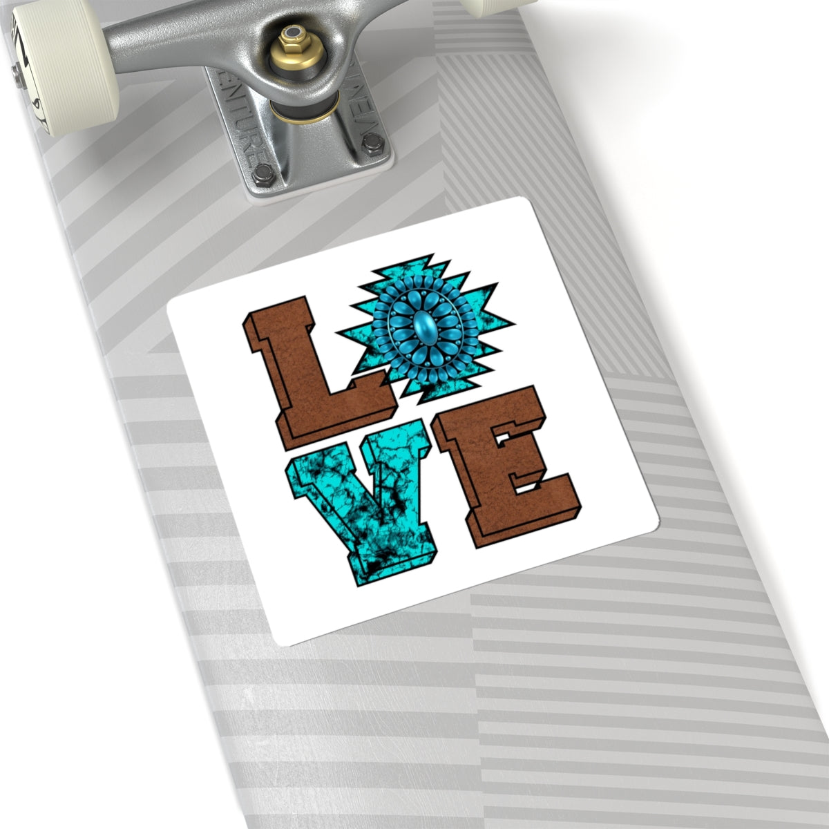 Turquoise Western "LOVE" Kiss-Cut Sticker