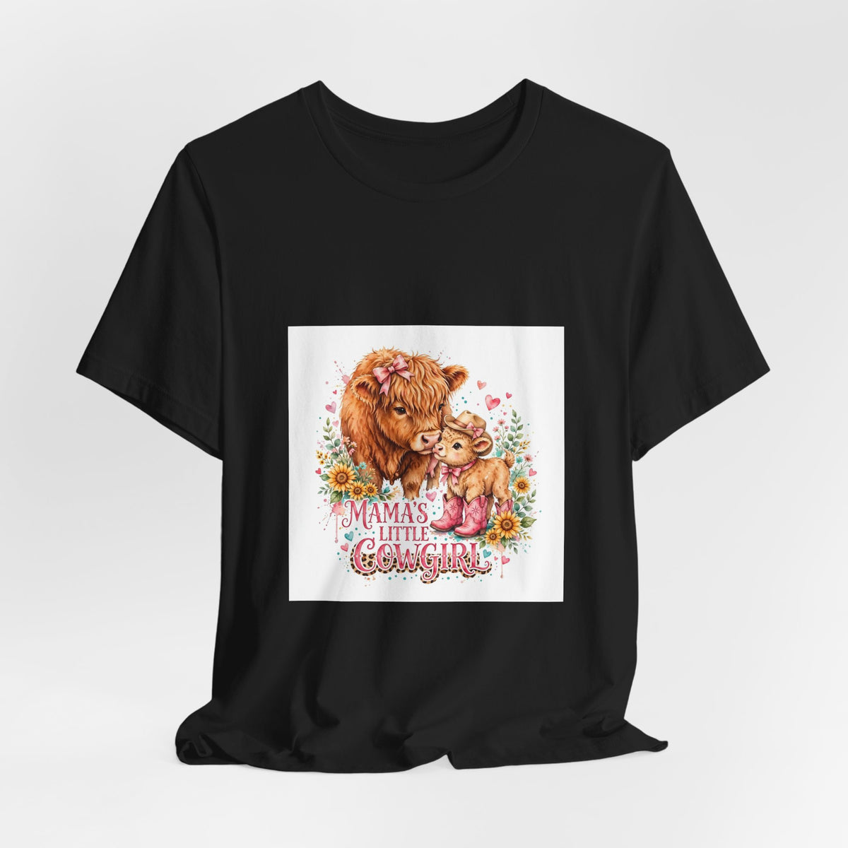 Mama's Little Cowgirl Tee — Western Cowhide Mom & Baby Graphic T-Shirt
