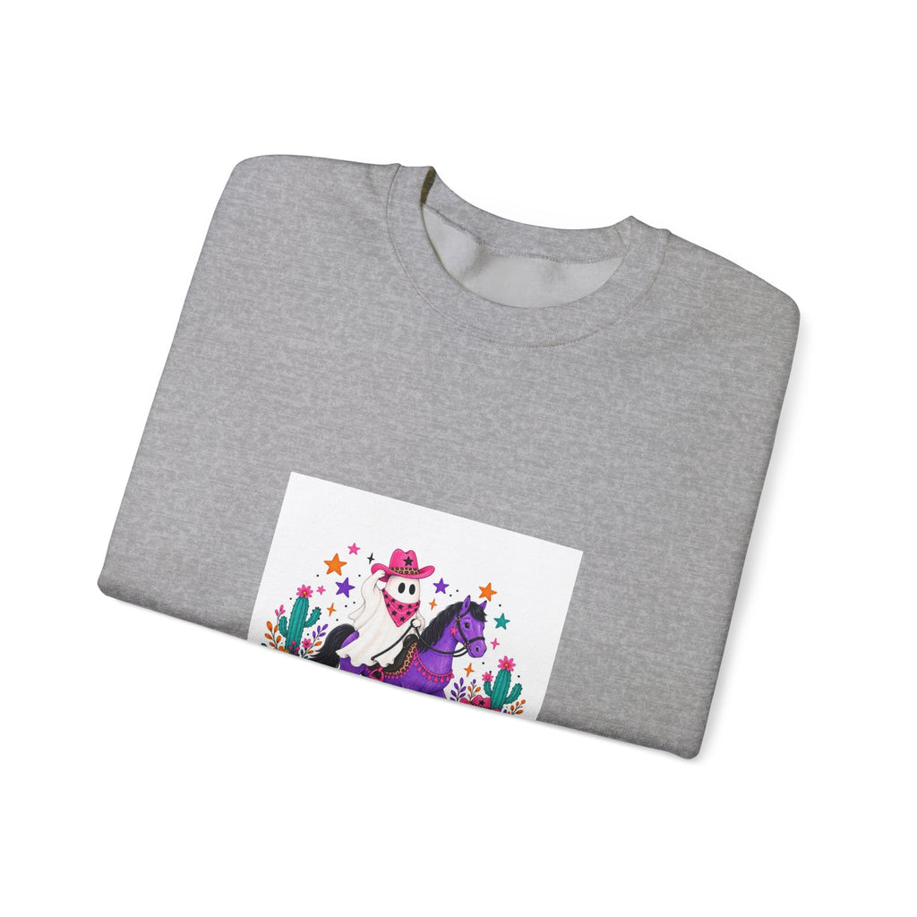 Halloween Unicorn Crewneck Sweatshirt — Cute Spooky Pony with Ghosts & Pumpkins