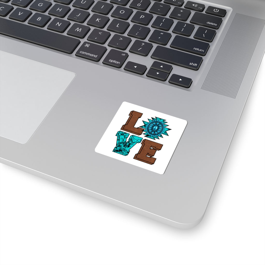 Turquoise Western "LOVE" Kiss-Cut Sticker