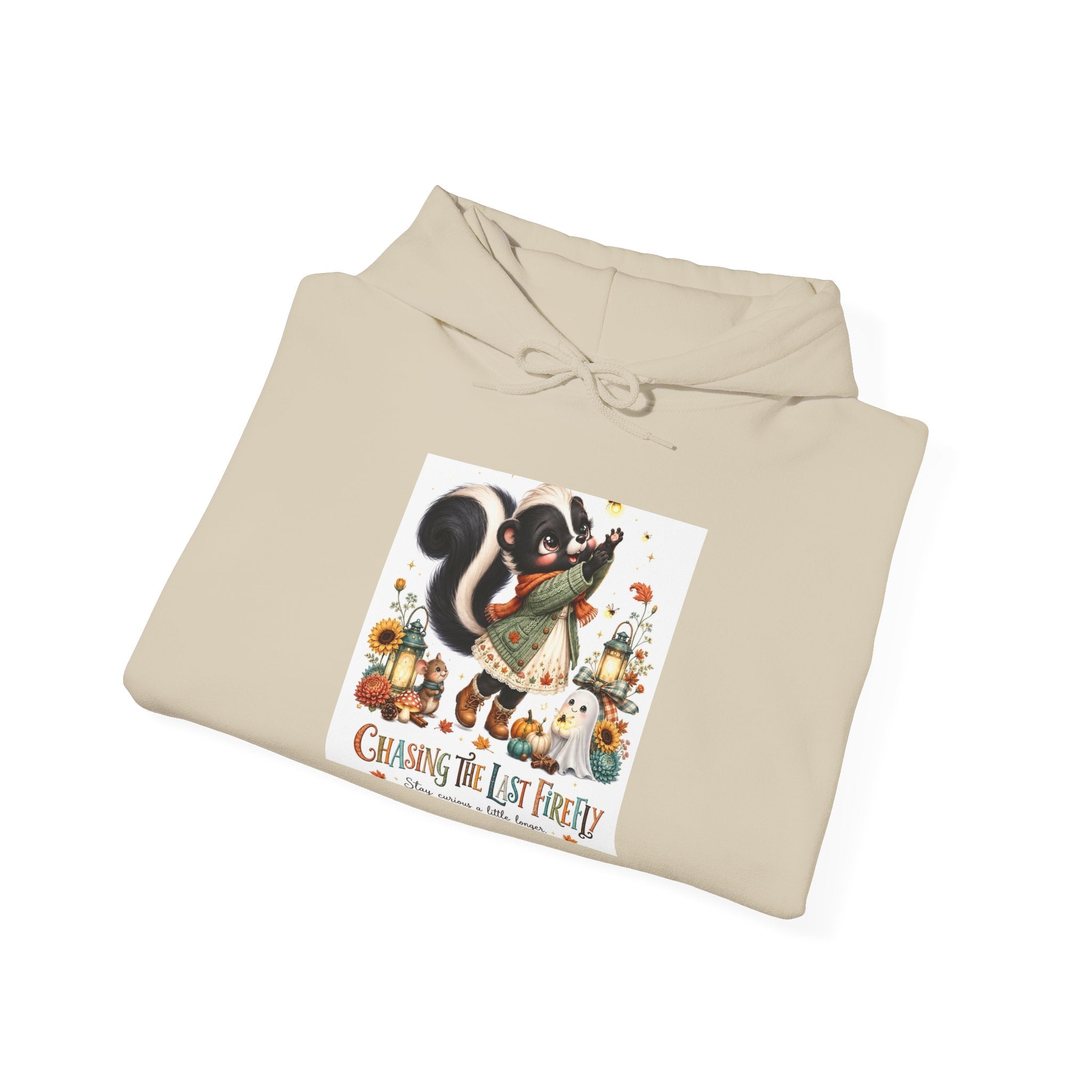 Cozy Woodland Skunk Hoodie - Chasing the Leaf Fairy Autumn Sweatshirt