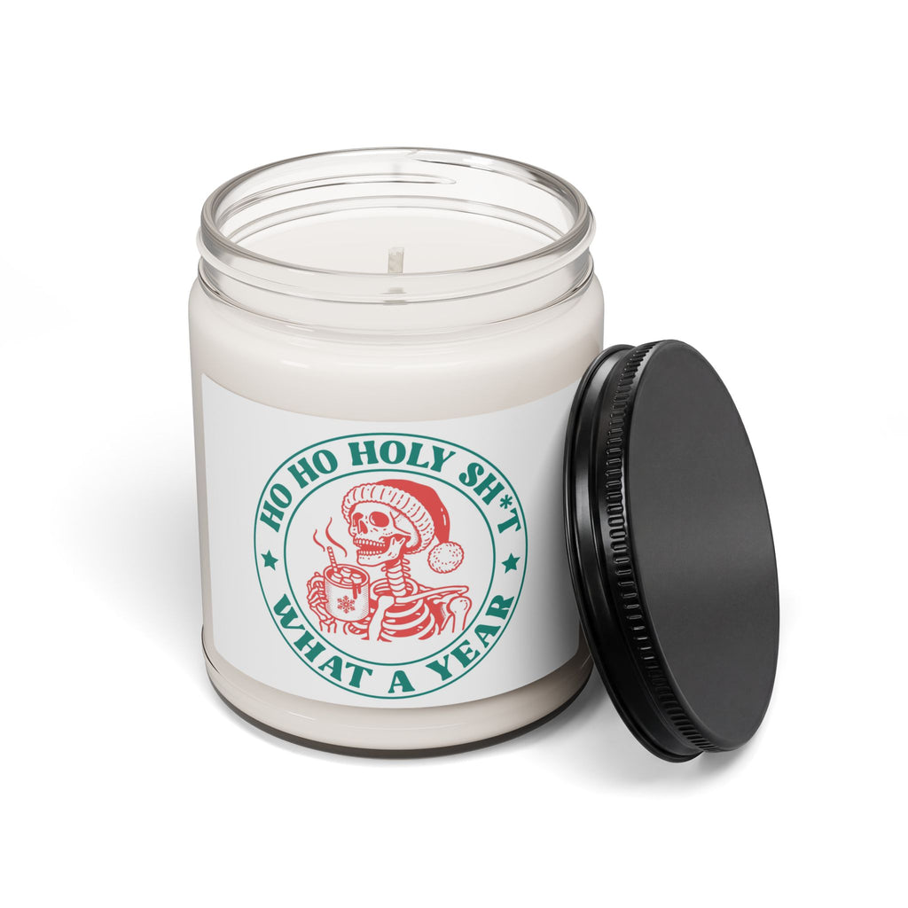 Holiday Skull Soy Candle — "Ho Ho Holy Sh*t What a Year" 9oz