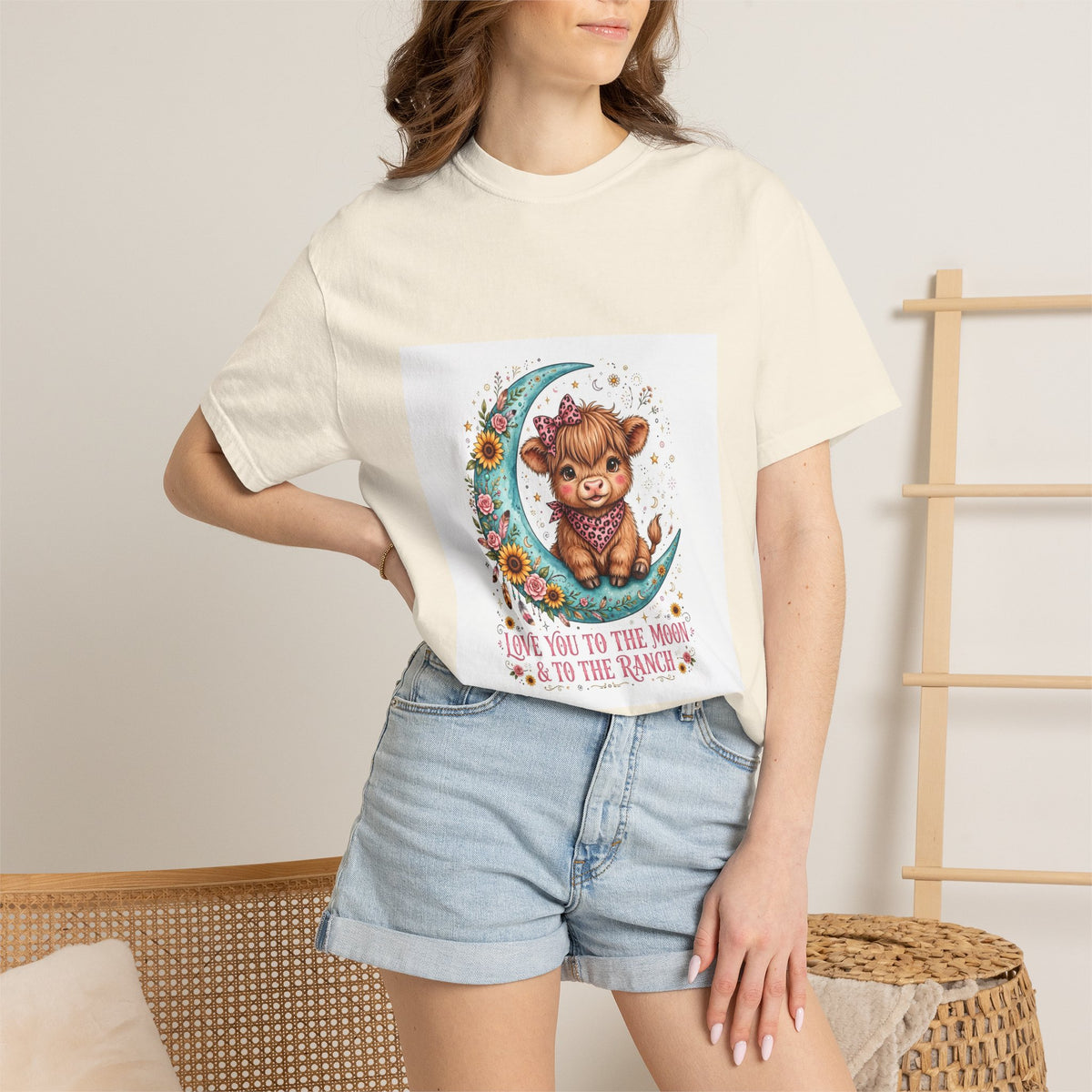 Cow Cute T-Shirt – "Love You to the Moon & to the Ranch" Graphic Tee