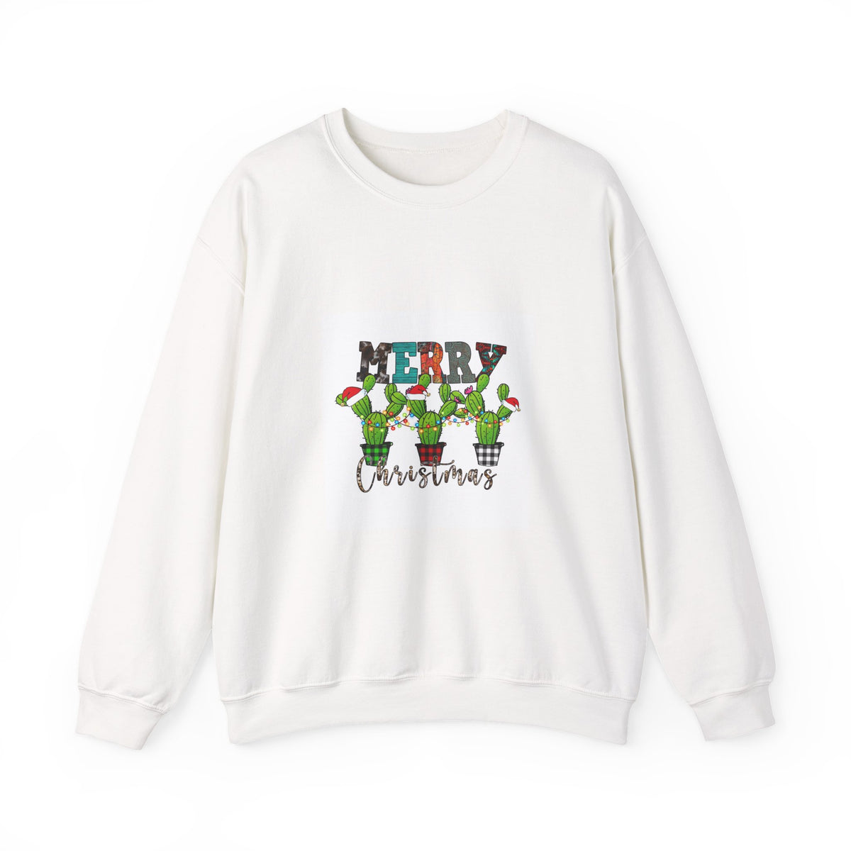 Christmas Cactus Sweatshirt — "Merry Christmas" Holiday Crewneck