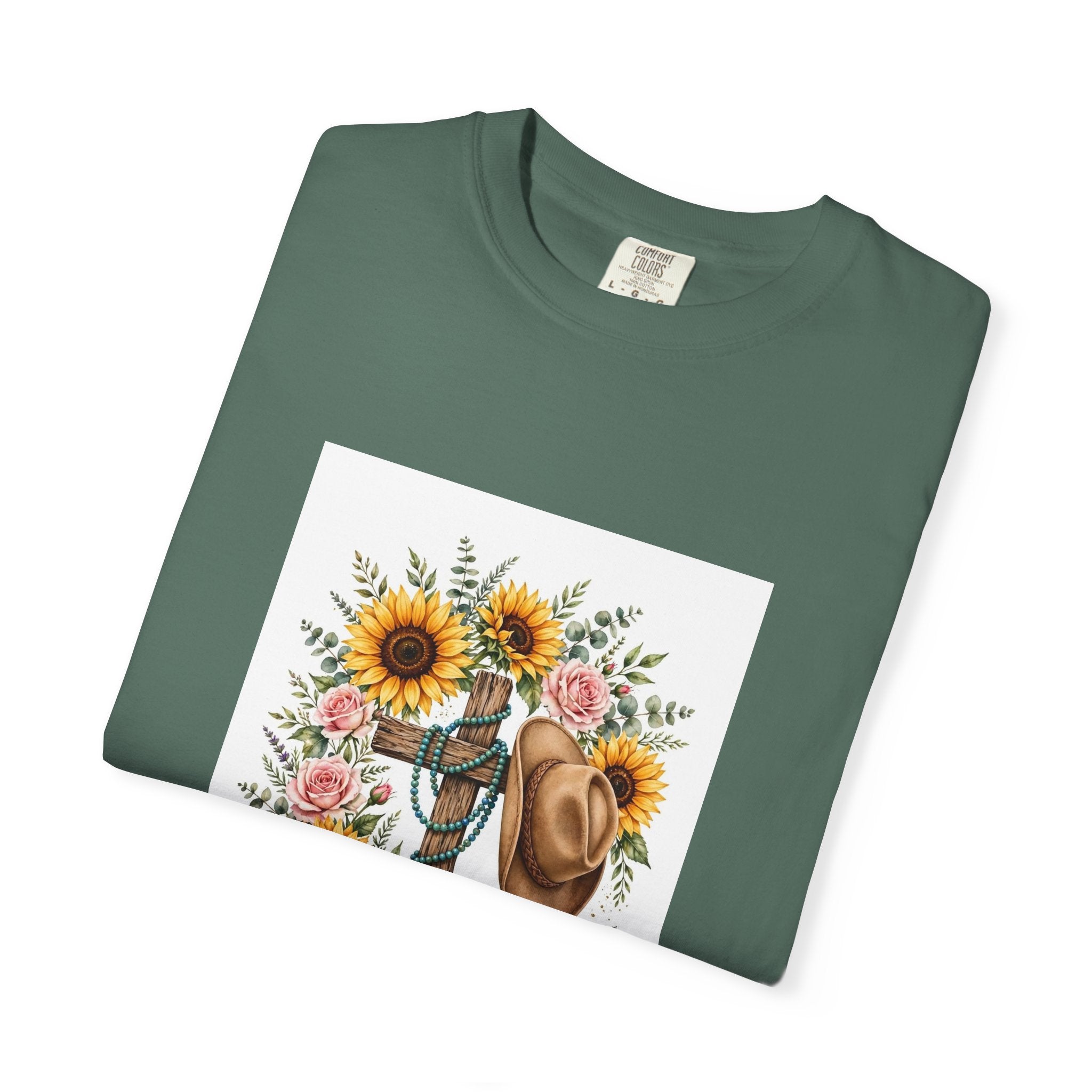 Faith Family Ranch T-Shirt — Sunflower Cowboy Hat Graphic Tee