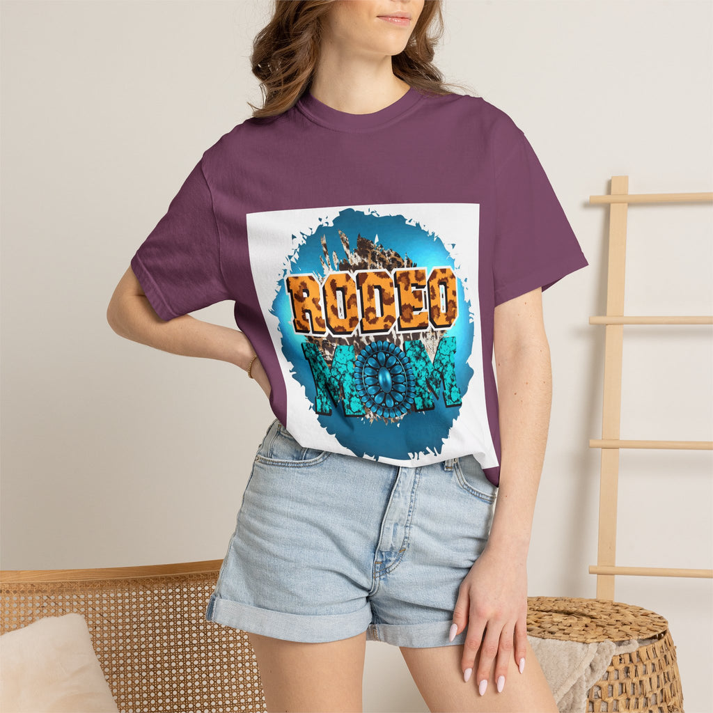 Rodeo Mom Graphic T-Shirt — Western Cowgirl Bronc & Turquoise Design