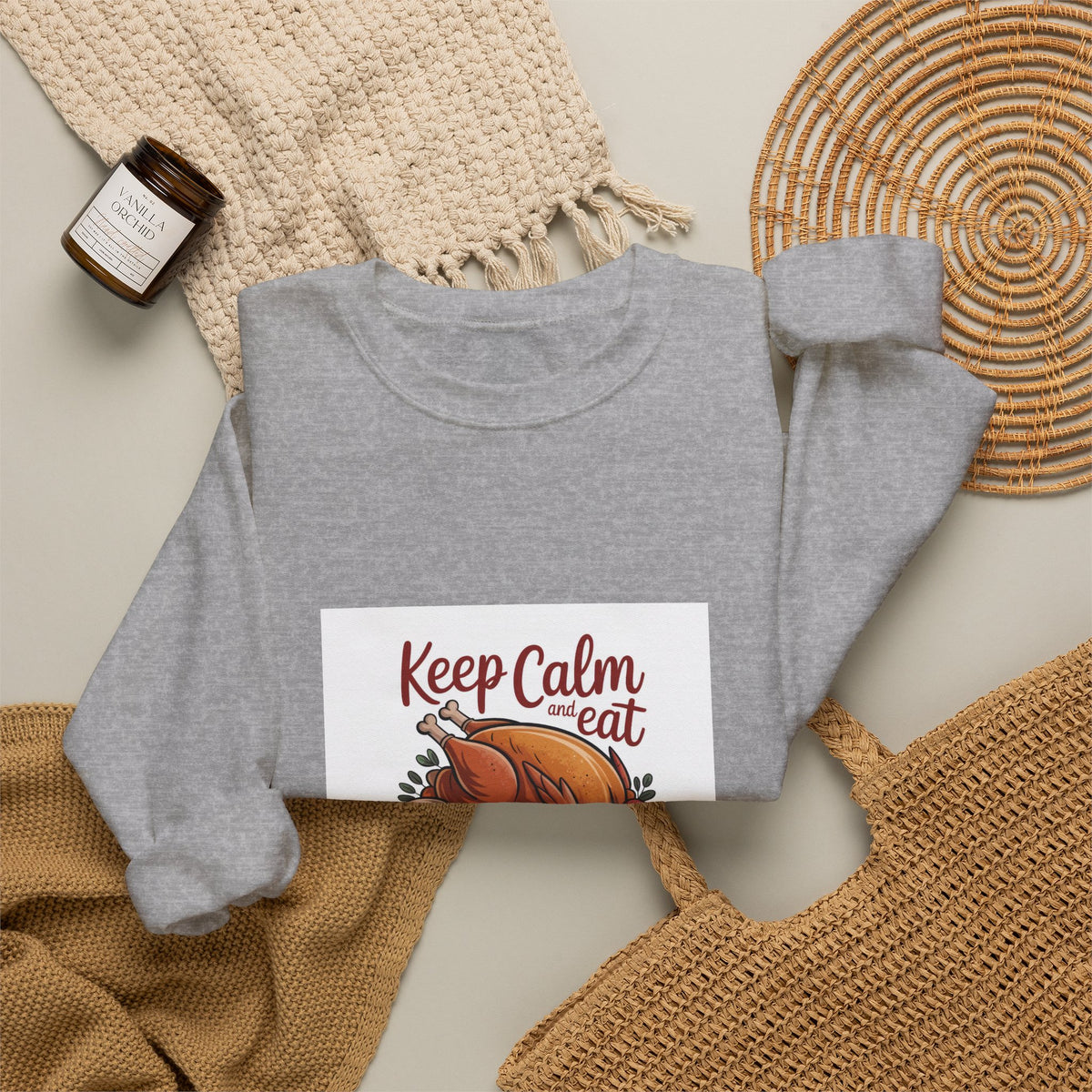 Keep Calm Eat Turkey Crewneck Sweatshirt — Thanksgiving Holiday Pullover