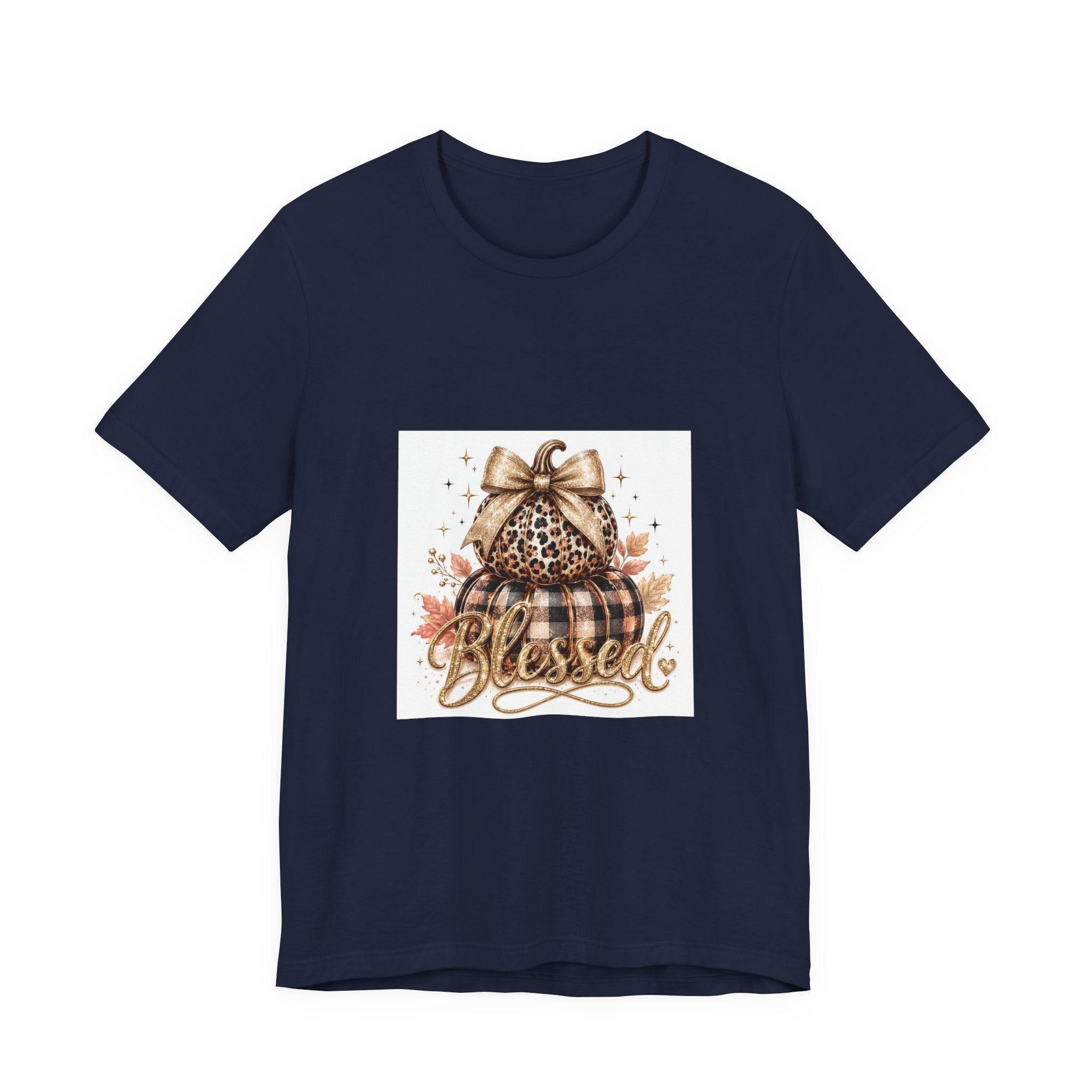 Blessed Pumpkin T-Shirt — Leopard Plaid Fall Graphic Tee