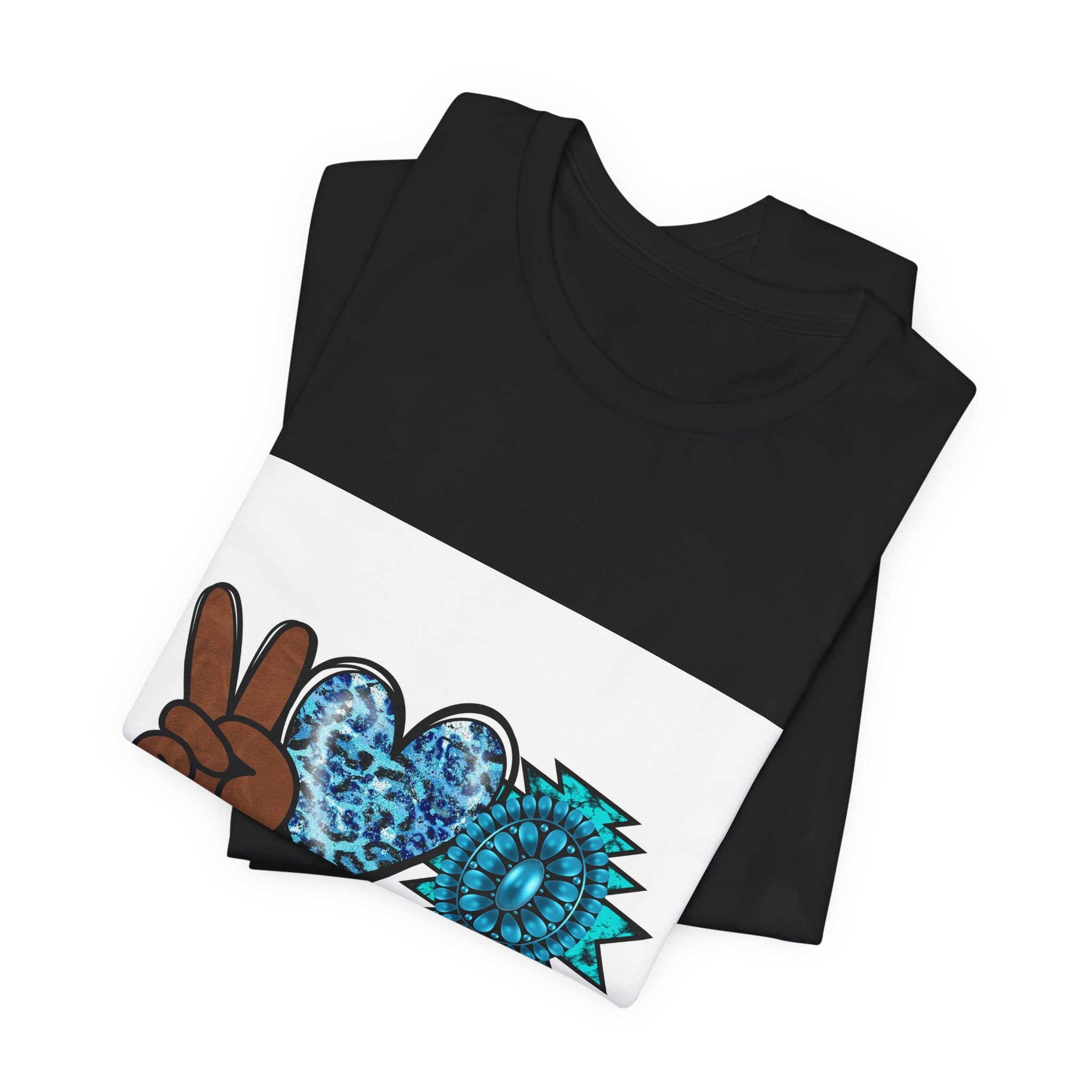 Peace • Love • Turquoise T-Shirt — Boho Peace Sign & Mandala Tee