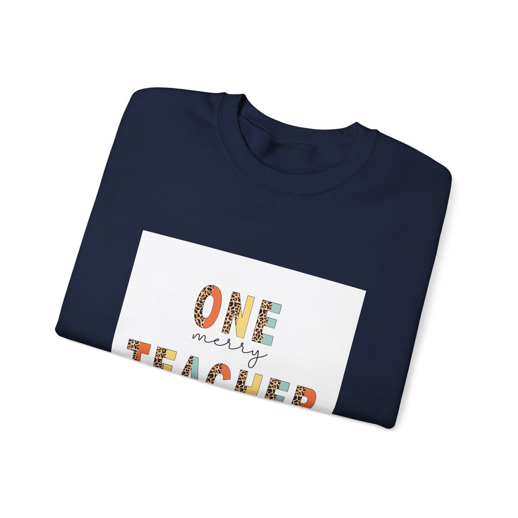 Teacher Sweatshirt – "One Merry Teacher" Festive Apple Crewneck