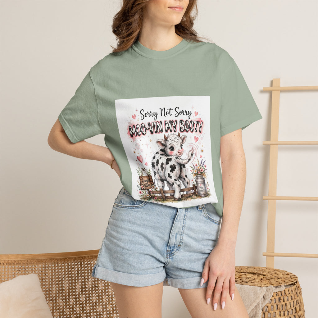 Cow With Attitude T-Shirt — "Sorry Not Sorry Moo-You Say Beauty" Farm Animal Graphic Tee