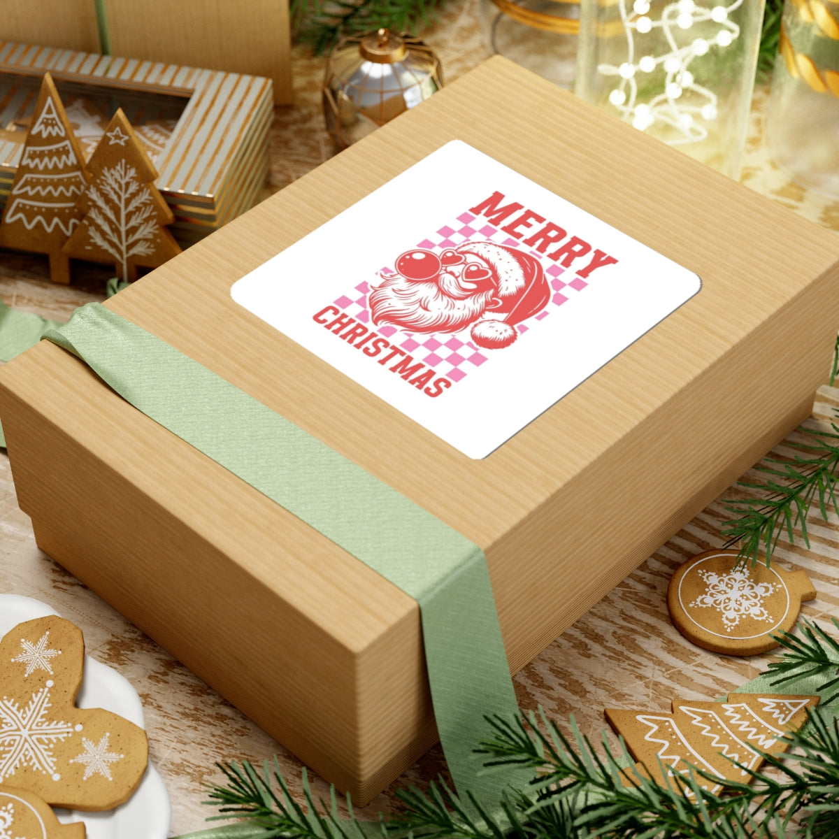 Merry Christmas Retro Santa Kiss-Cut Sticker