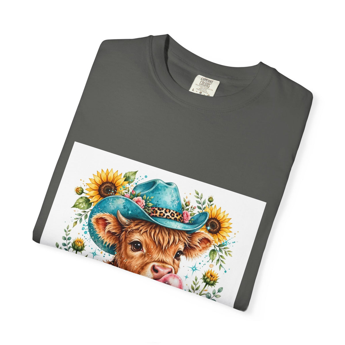 Western Mama Cow Tee — Cute Cow with Cowboy Hat & Sunflowers Graphic T-Shirt