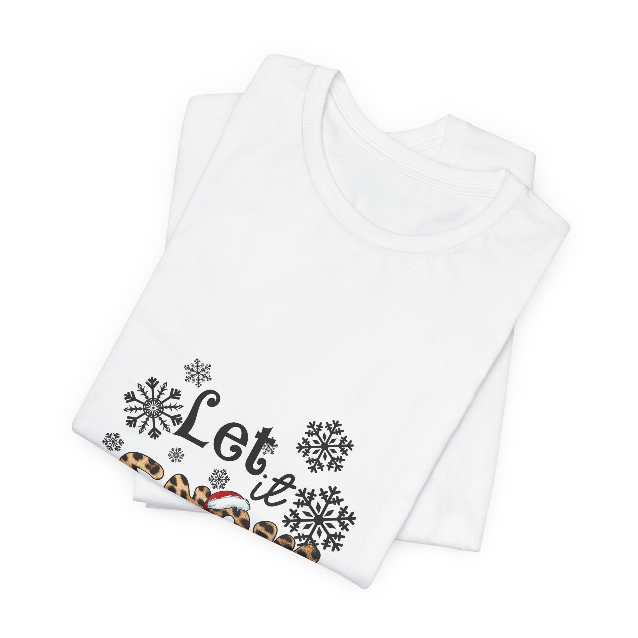 Let It Snow Leopard Print T-Shirt — Cute Winter Snowflake Tee