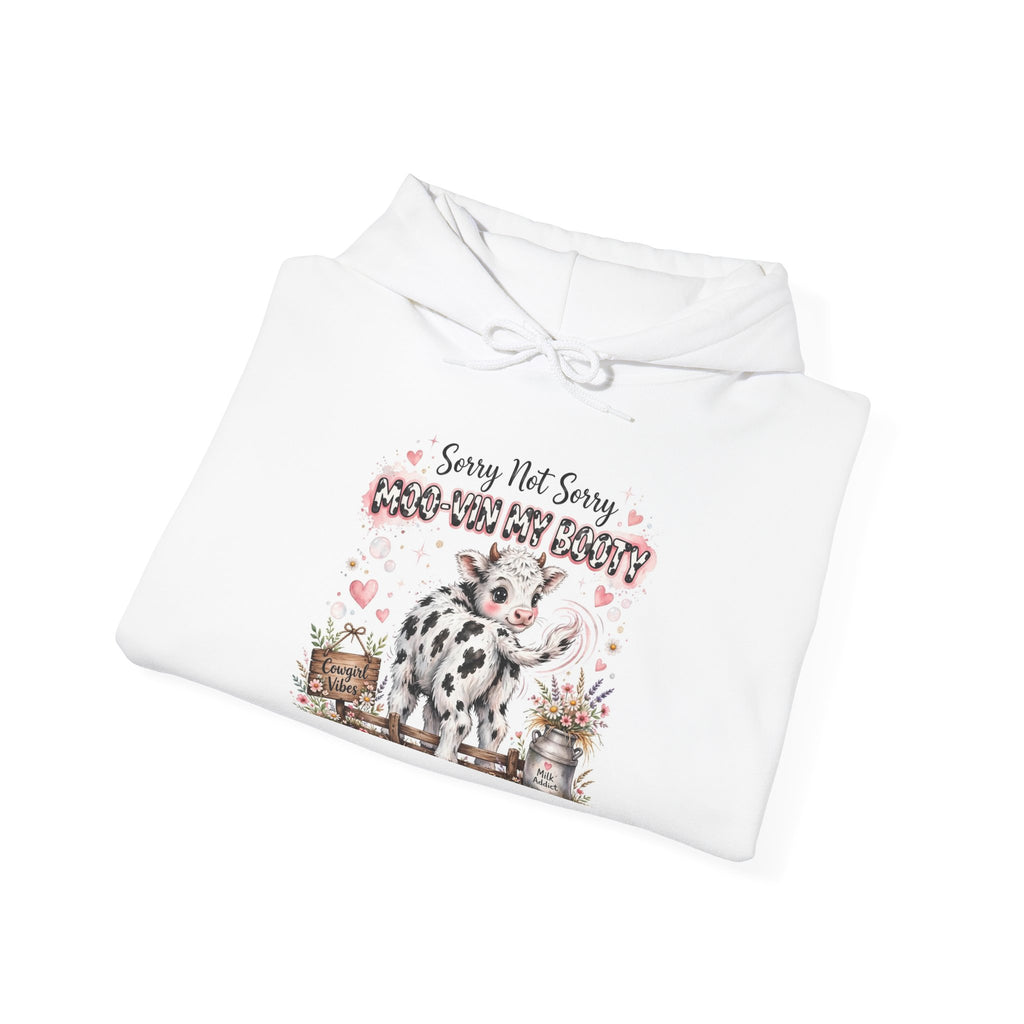 Cow Print Cowgirl Hoodie - "Sorry Not Sorry I Need My Barn" Farm Life Sweatshirt