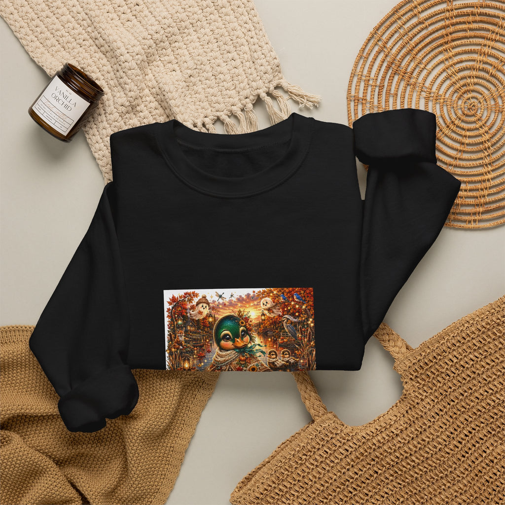Autumn Sunset Skull Crewneck Sweatshirt – 'Still Waters' Vintage Halloween Graphic