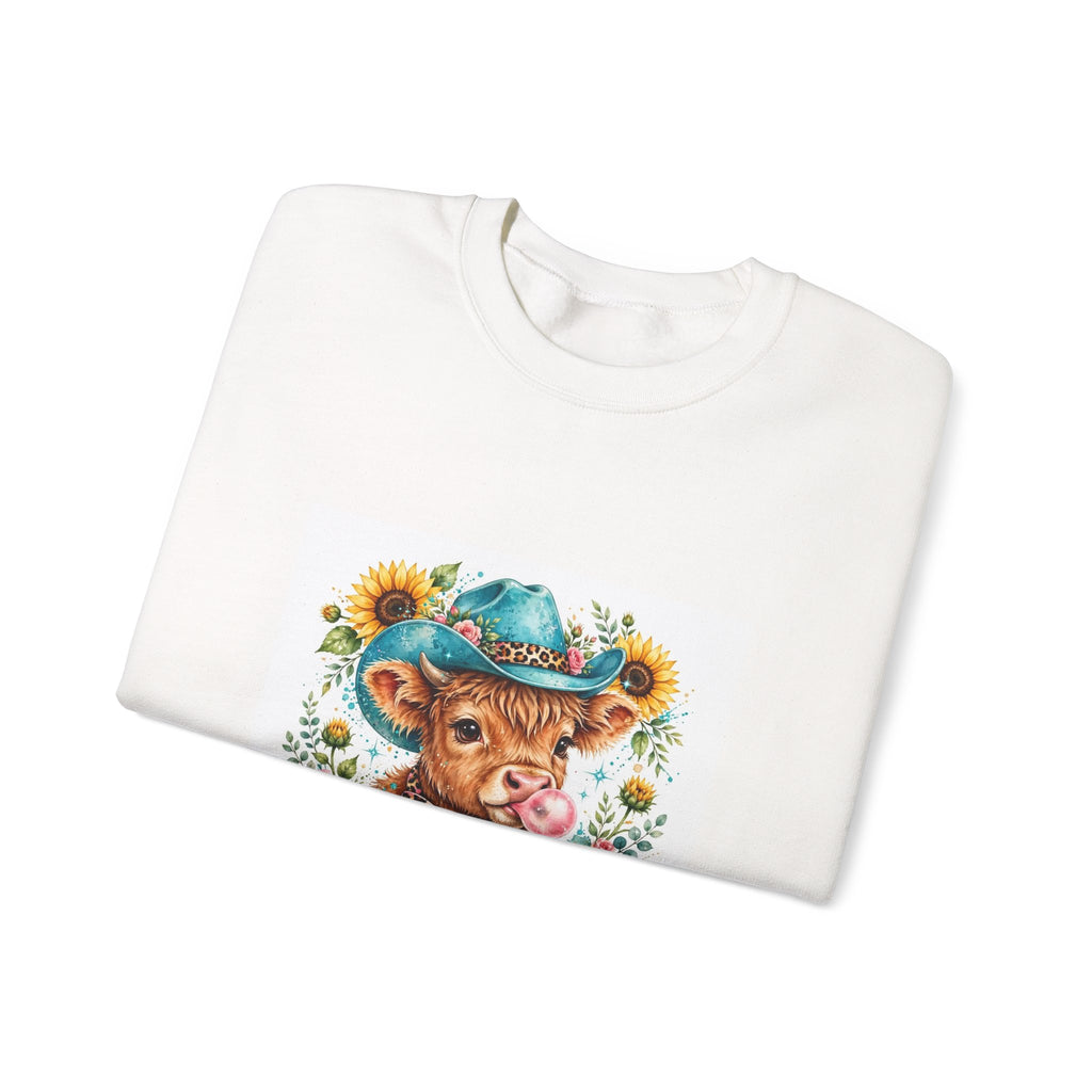 Western Mama Cow Sweatshirt — Sunflower Cowboy Cow Graphic Crewneck