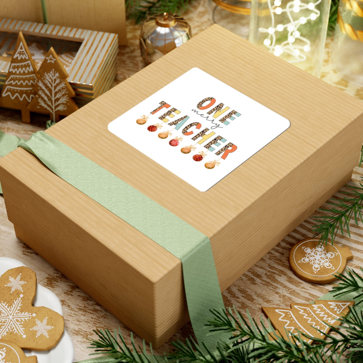 One Merry Teacher Sticker — Christmas Teacher Gift Kiss-Cut Sticker