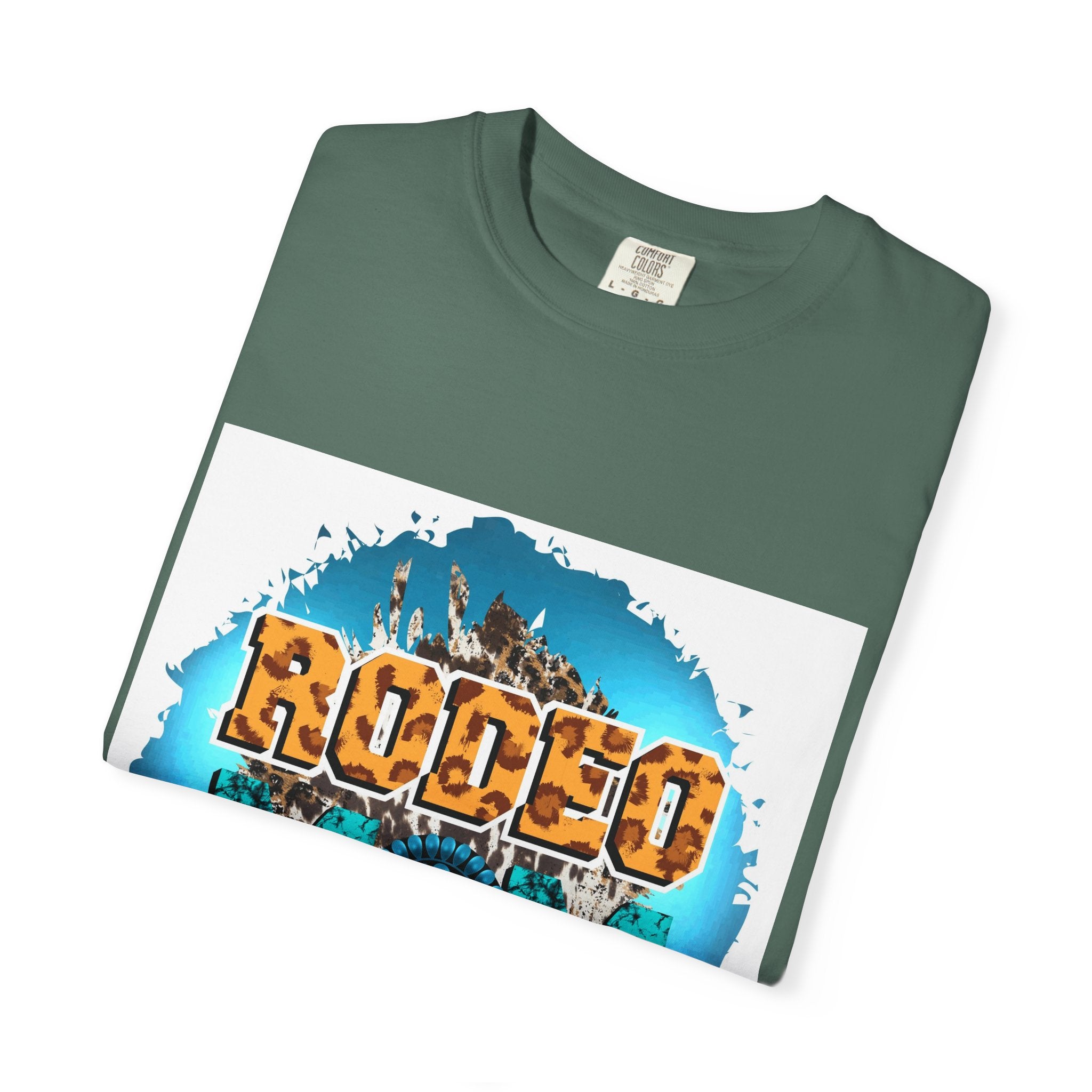 Rodeo Mom Graphic T-Shirt — Western Cowgirl Bronc & Turquoise Design