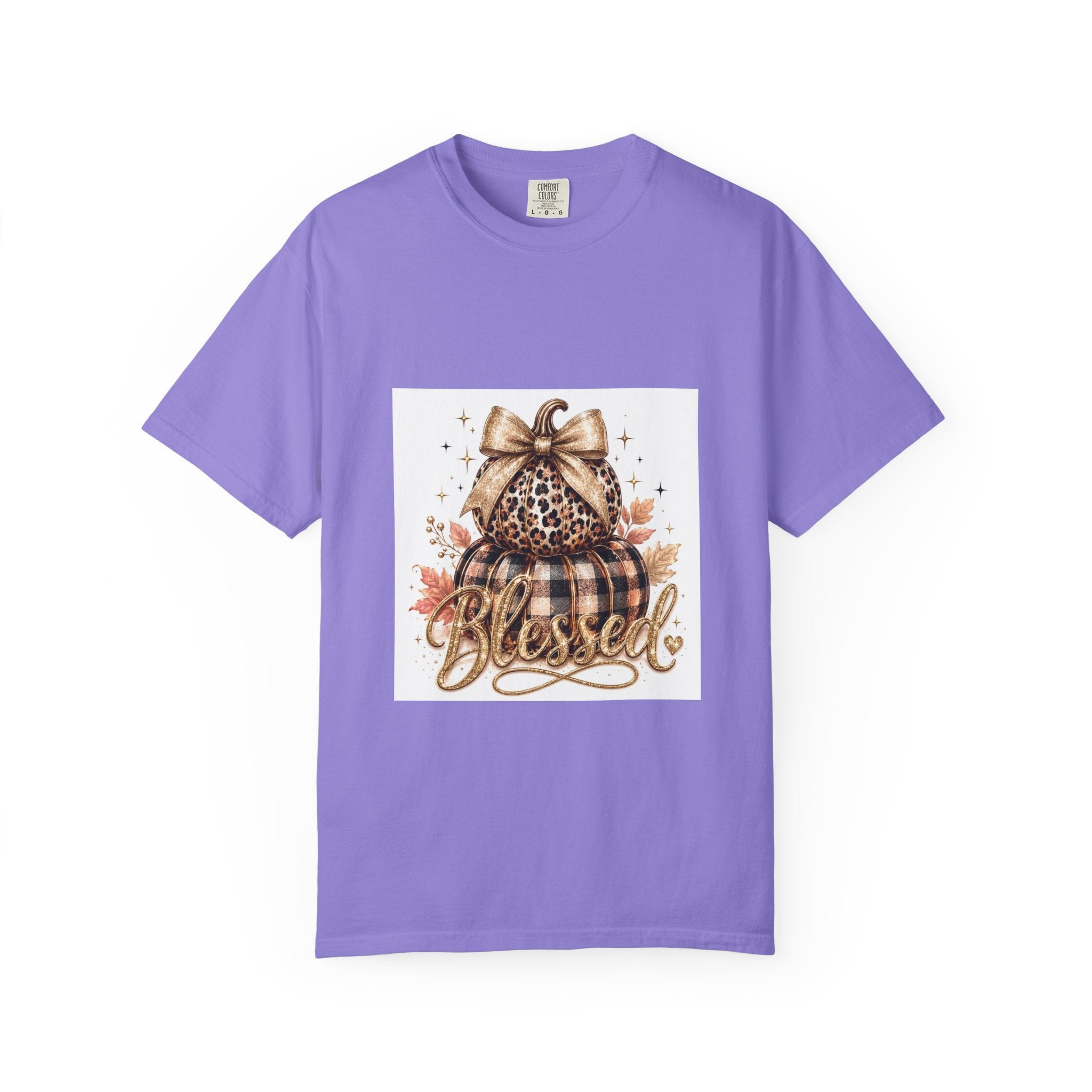 Blessed Pumpkin T-Shirt — Fall Leopard & Buffalo Plaid Pumpkin Graphic