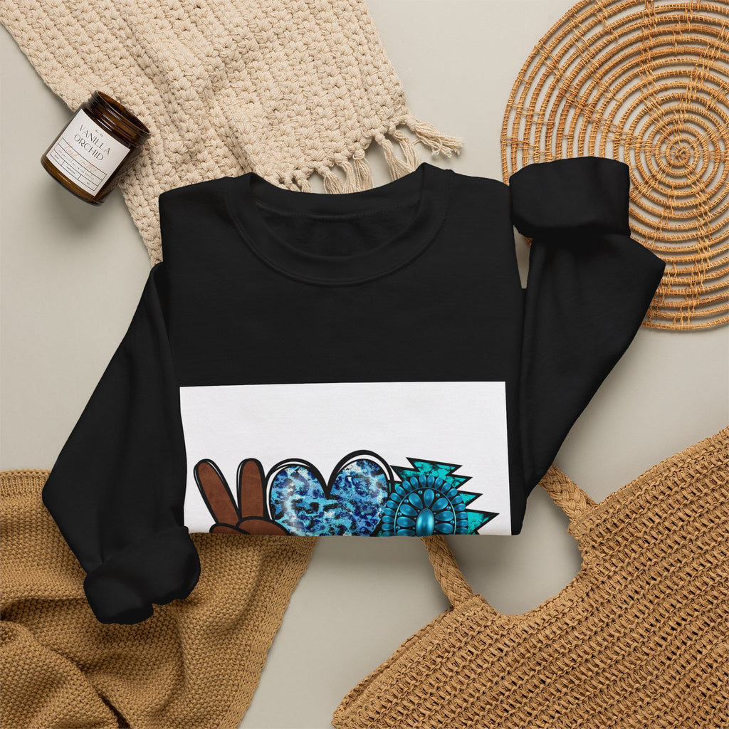 Peace Love Turquoise Crewneck Sweatshirt