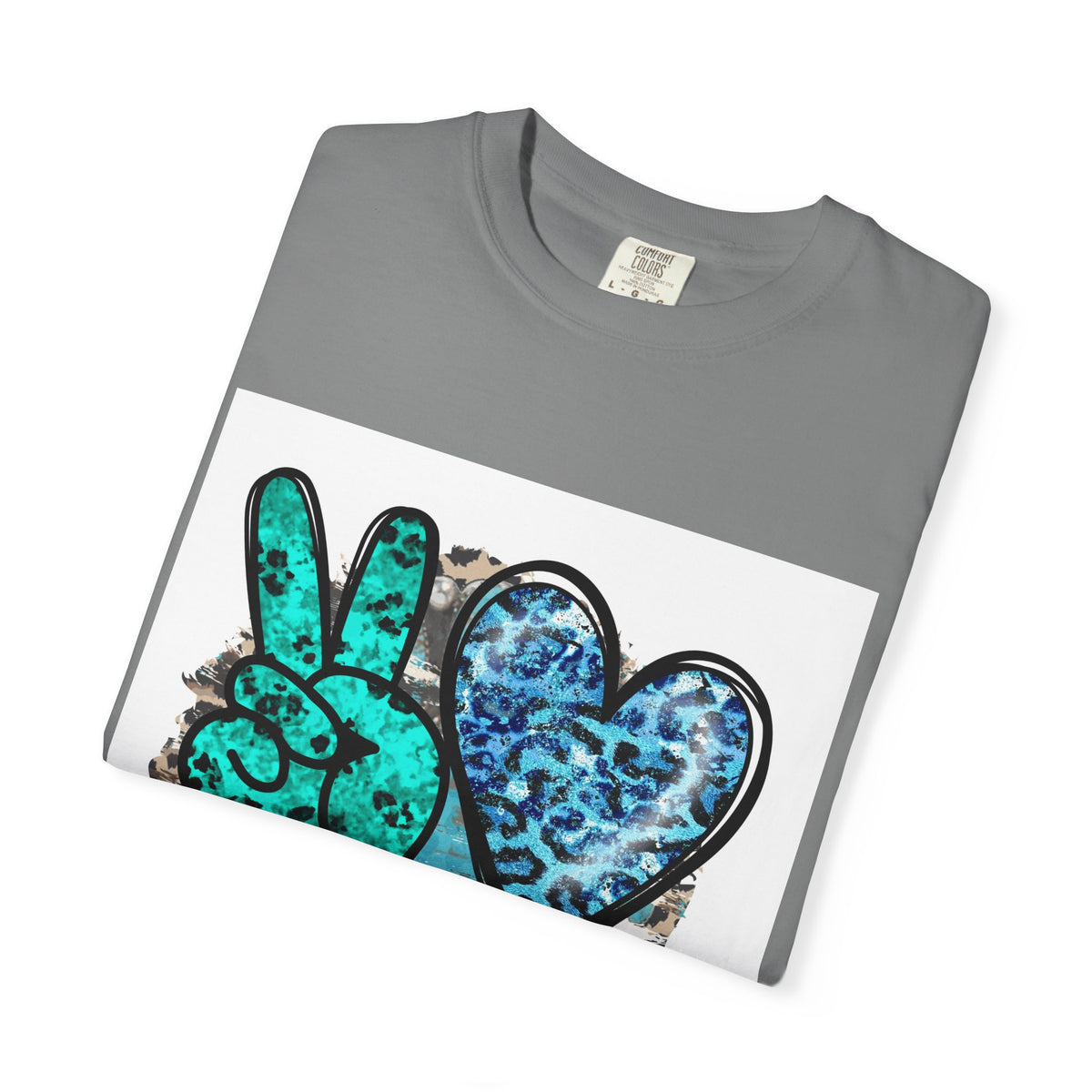 Peace Love Rodeo T‑Shirt — Turquoise Leopard Graphic Rodeo Tee