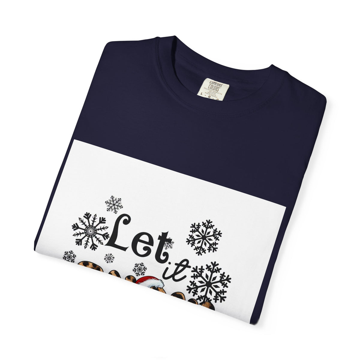 Let It Snow Leopard Print T-Shirt — Winter Snowflake Holiday Tee
