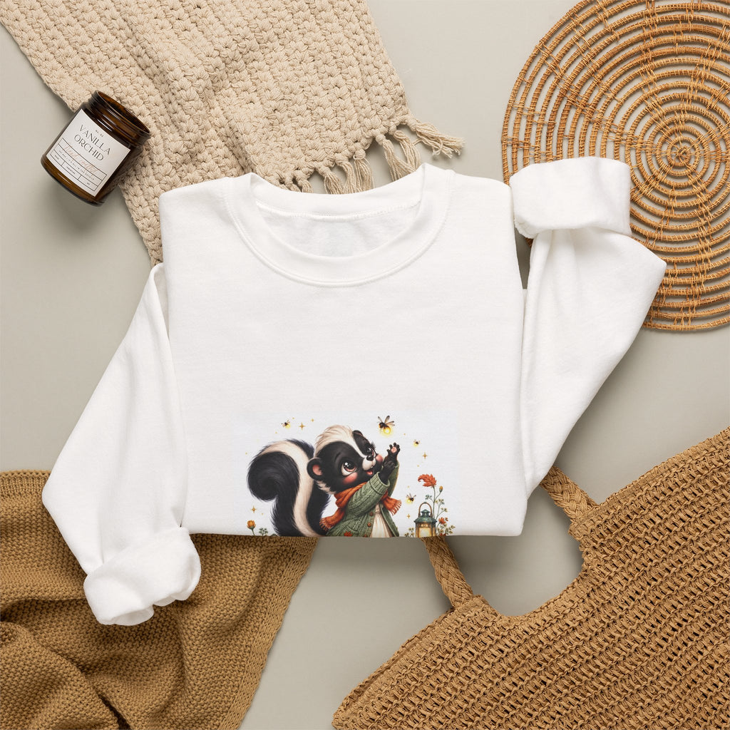 Skunk Holiday Crewneck Sweatshirt — "Chasing the Last Frost" Cute Winter Graphic