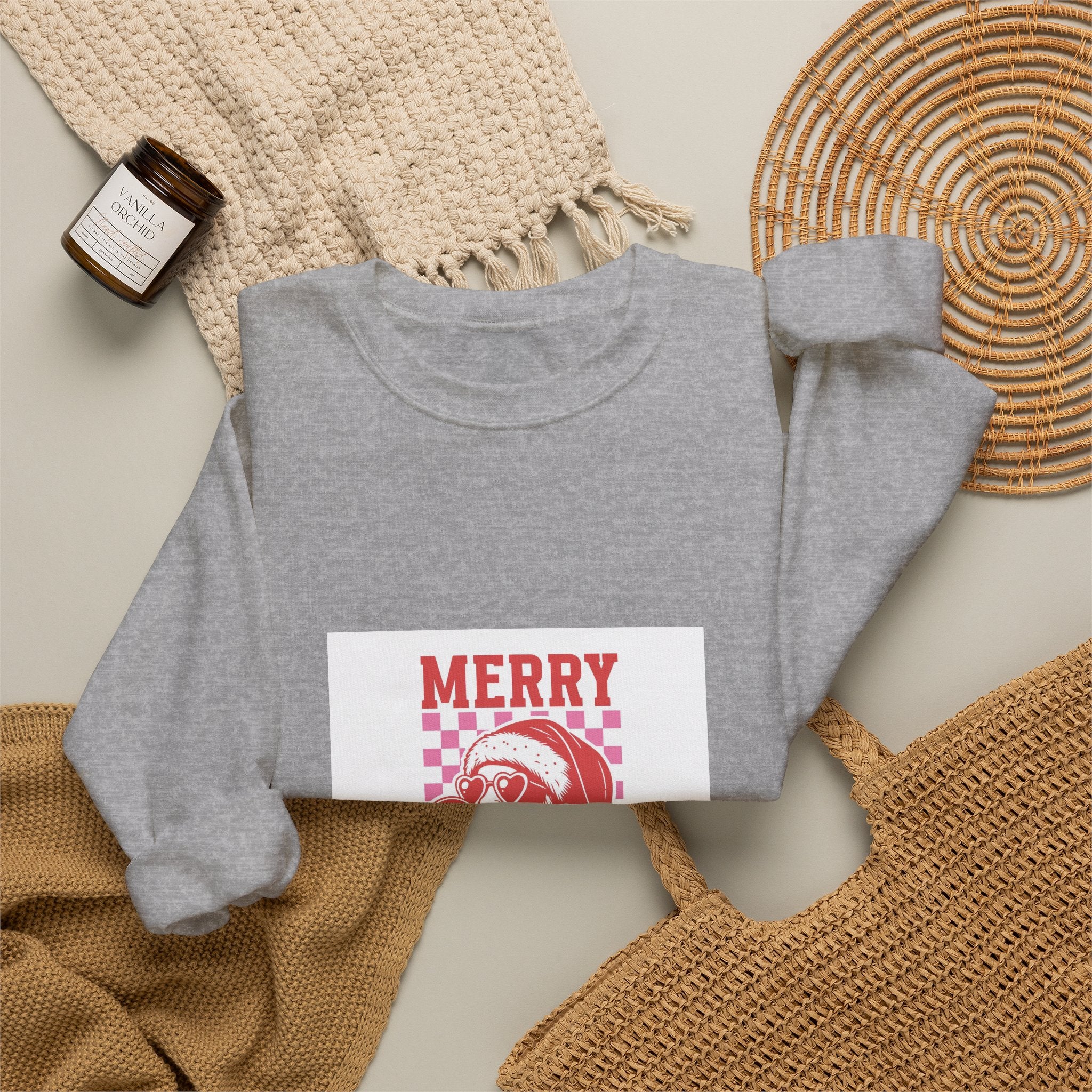 Christmas Santa Crewneck Sweatshirt – 'Merry Christmas' Retro Santa Design