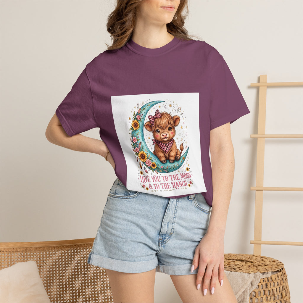 Cow Cute T-Shirt – "Love You to the Moon & to the Ranch" Graphic Tee